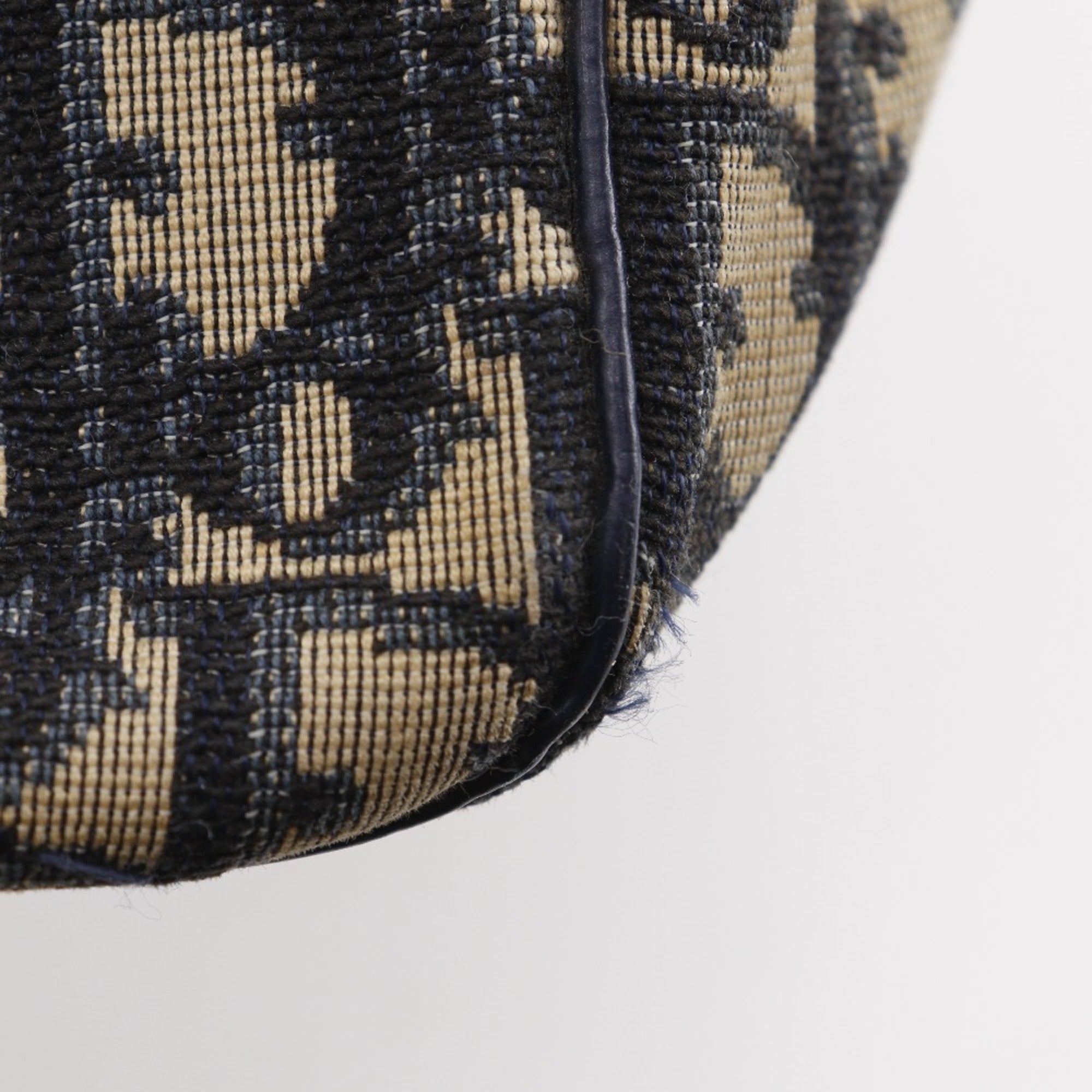 Christian Dior Navy Canvas Boston Bag Handbag (Pre-Owned)