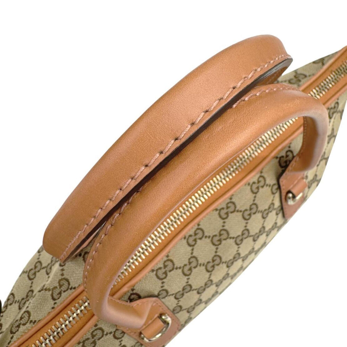 Gucci Beige Pink Beige Canvas Shoulder Bag (Pre-Owned)
