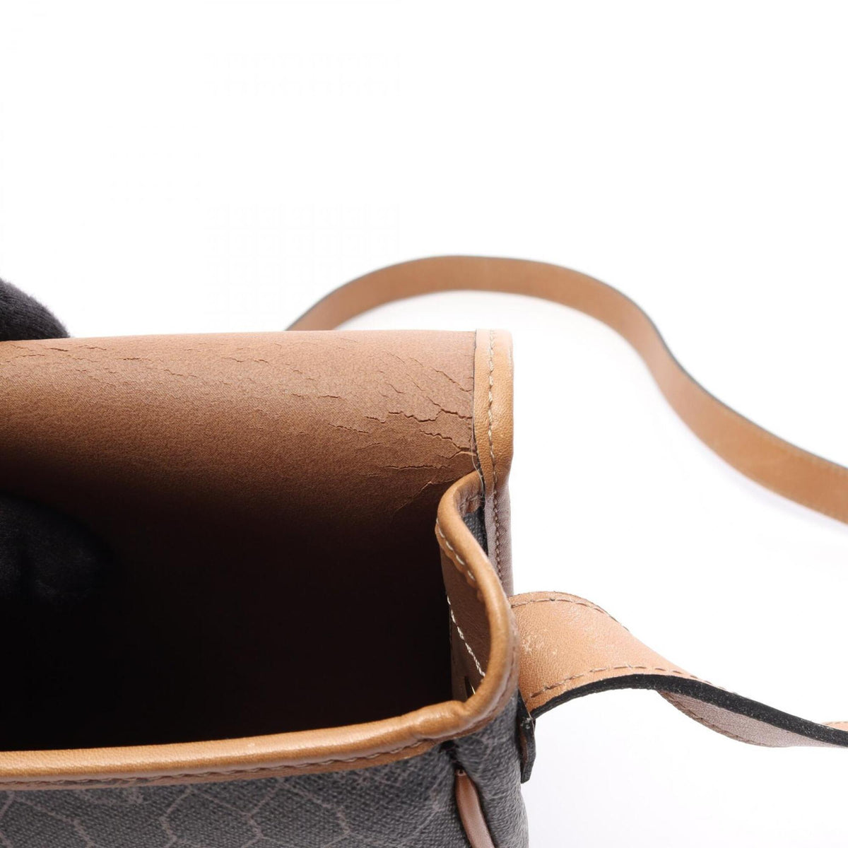 Christian Dior Black Brown Coated Canvas Leather Handbag Shoulder Bag (Pre-Owned)
