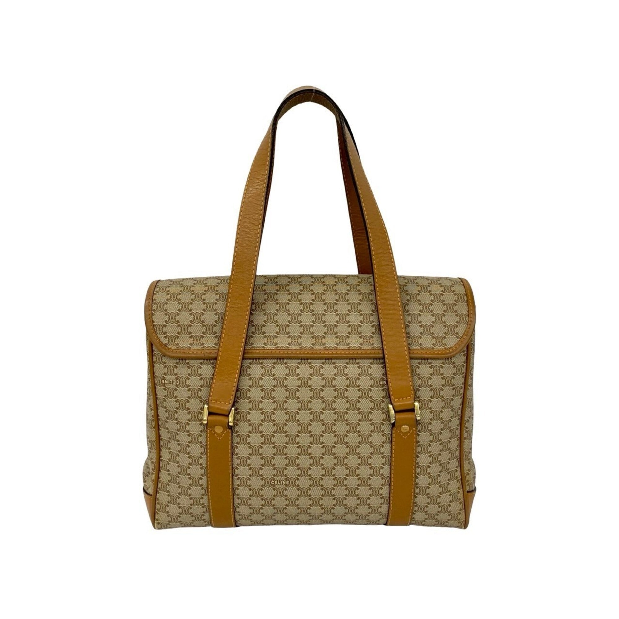 Celine Beige Brown Leather Pvc Handbag Tote Bag (Pre-Owned)