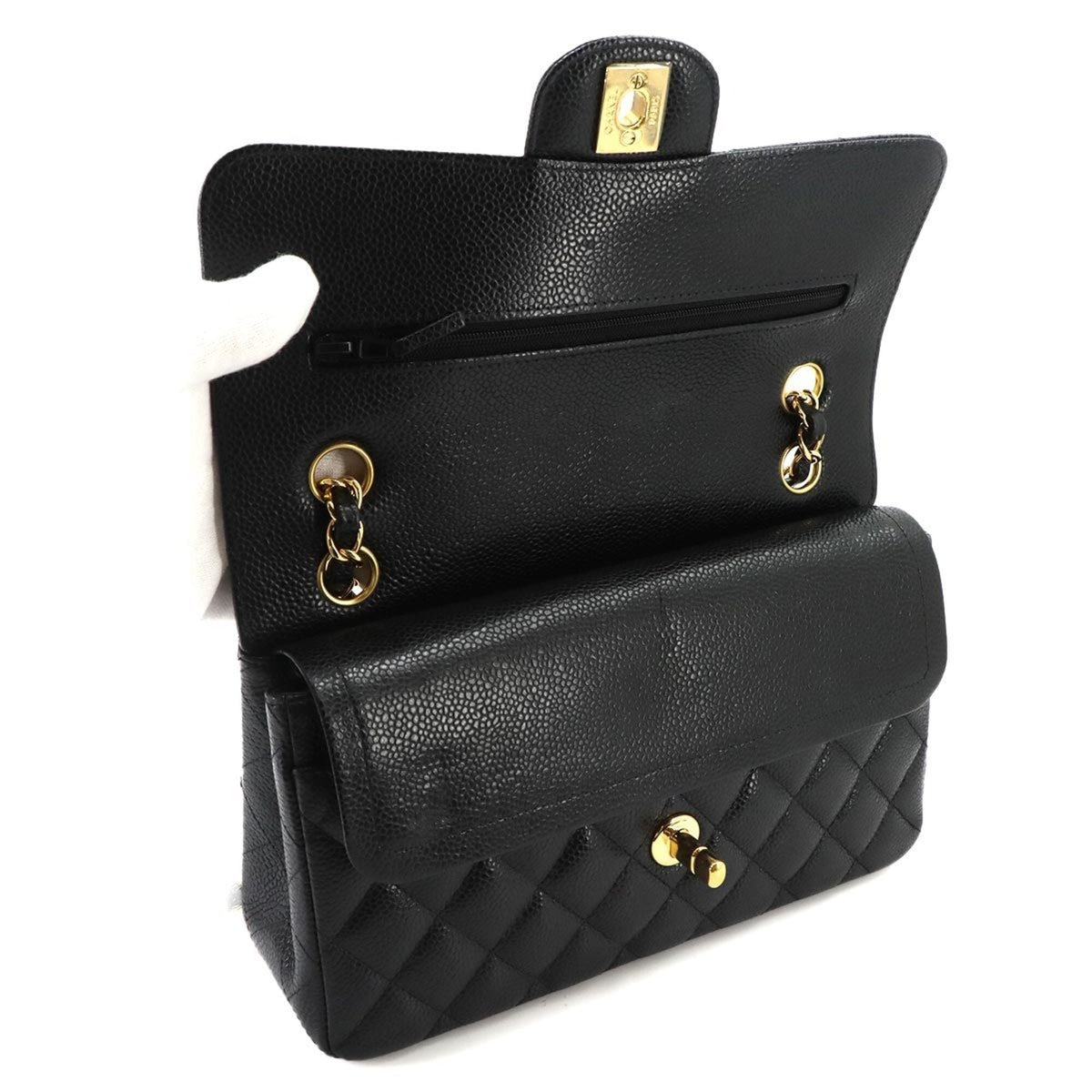 Chanel Black Grained Calfskin Handbag Shoulder Bag (Pre-Owned)
