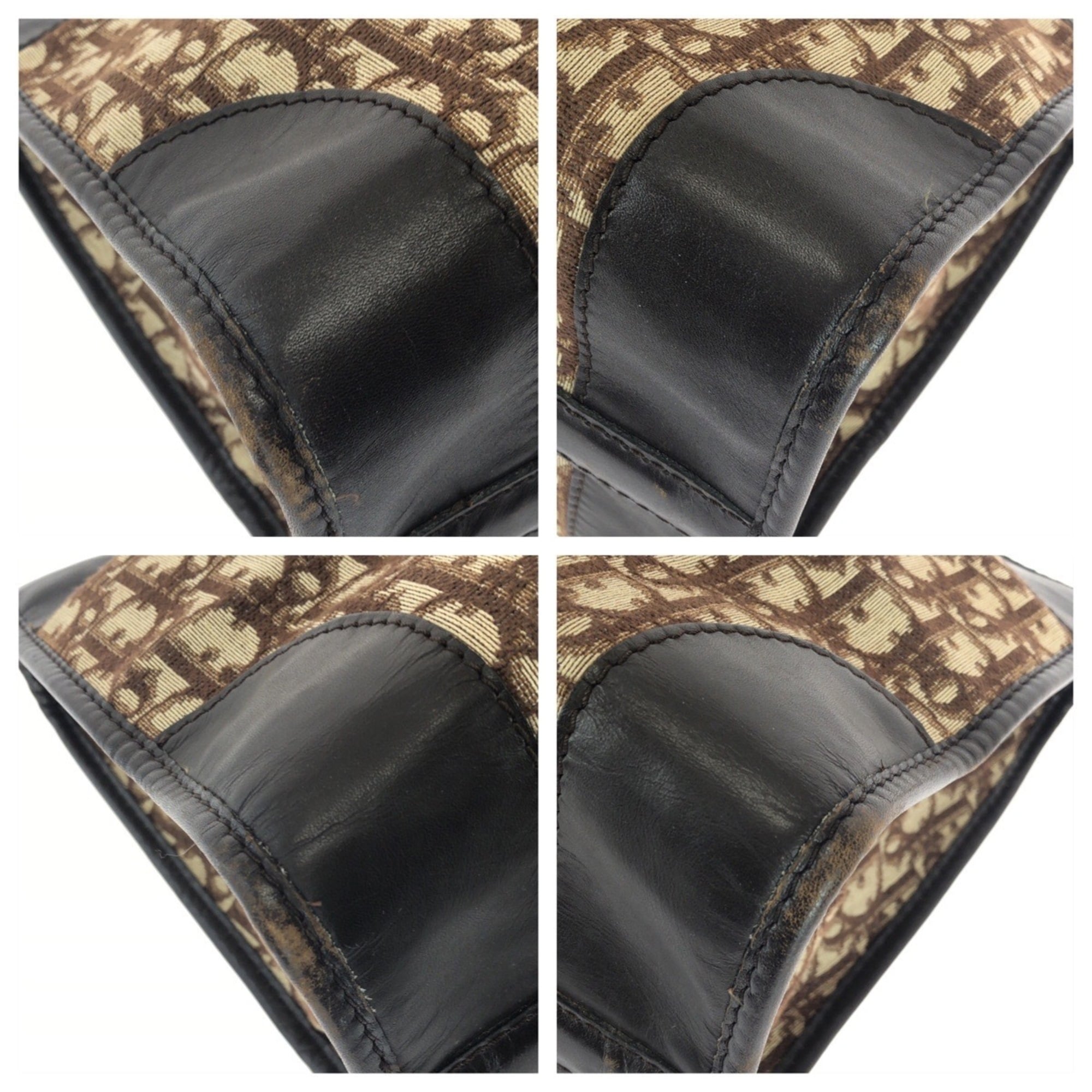 Christian Dior Brown Canvas Leather Boston Bag Handbag (Pre-Owned)