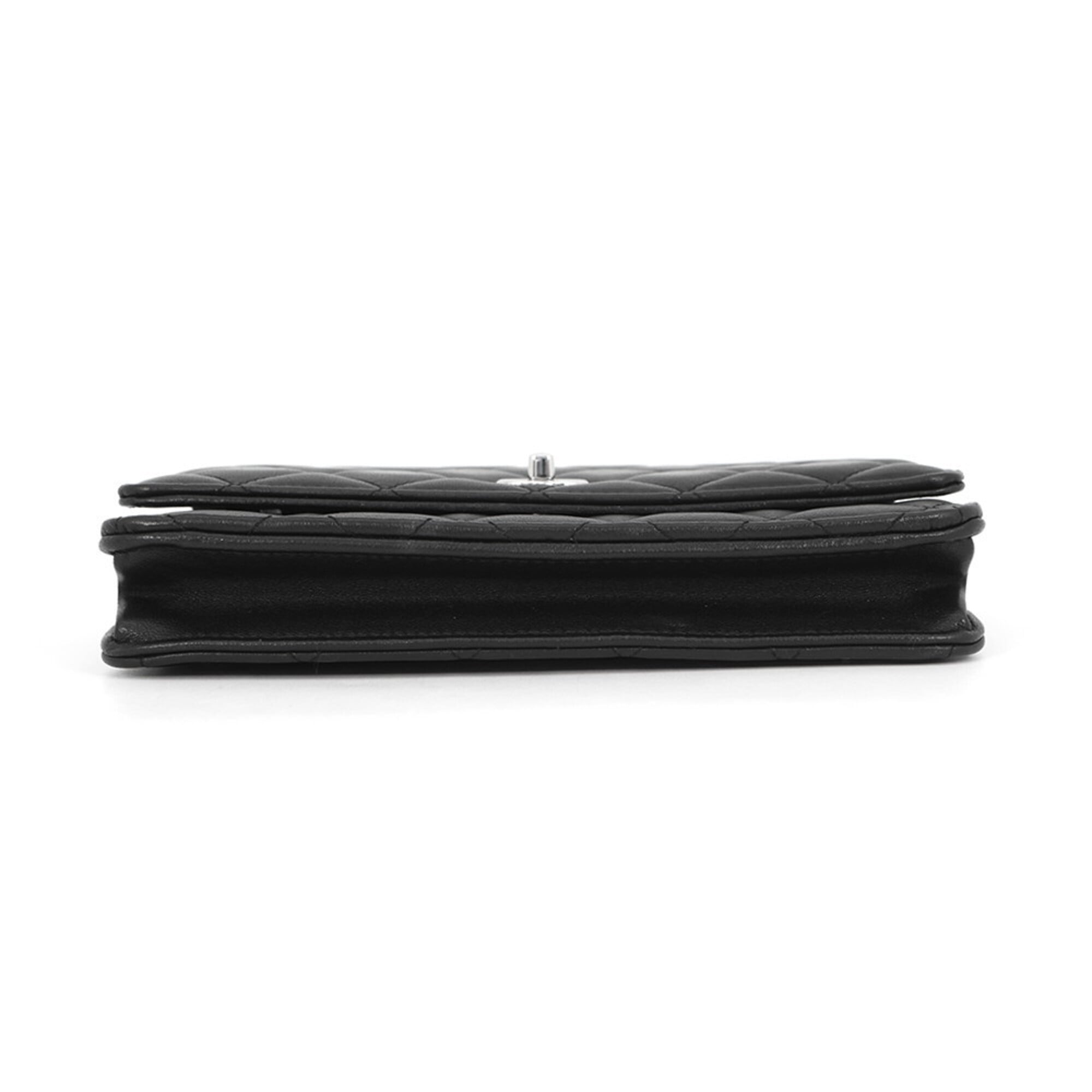 Chanel Black Leather Chain/Shoulder Wallet (Pre-Owned)