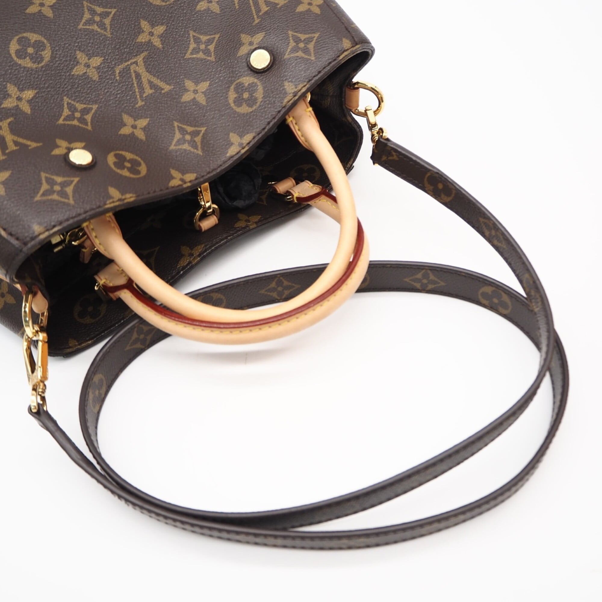 Louis Vuitton Beige Brown Coated Canvas Handbag Shoulder Bag (Pre-Owned)