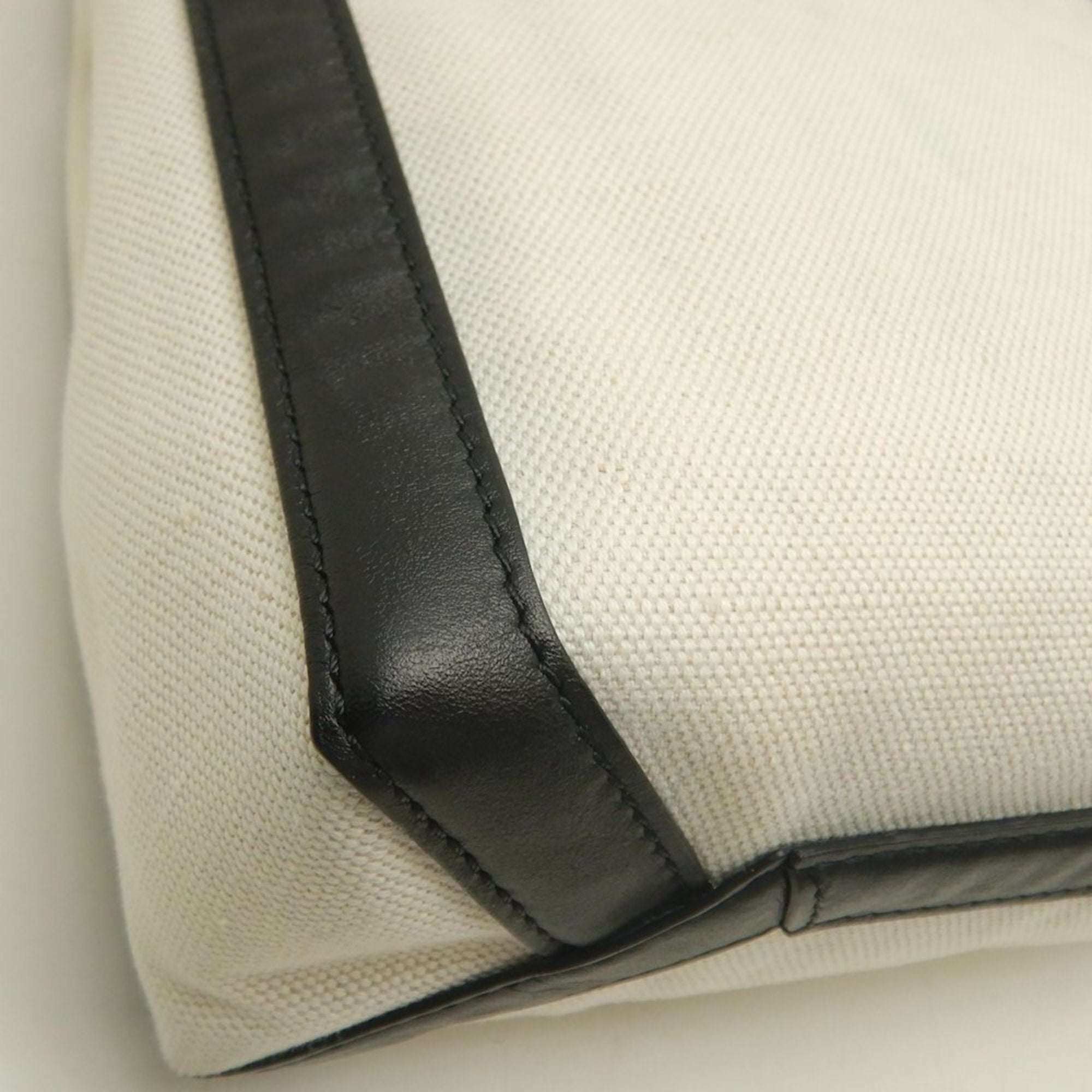 Valentino Garavani Black White Canvas Leather Tote Bag (Pre-Owned)