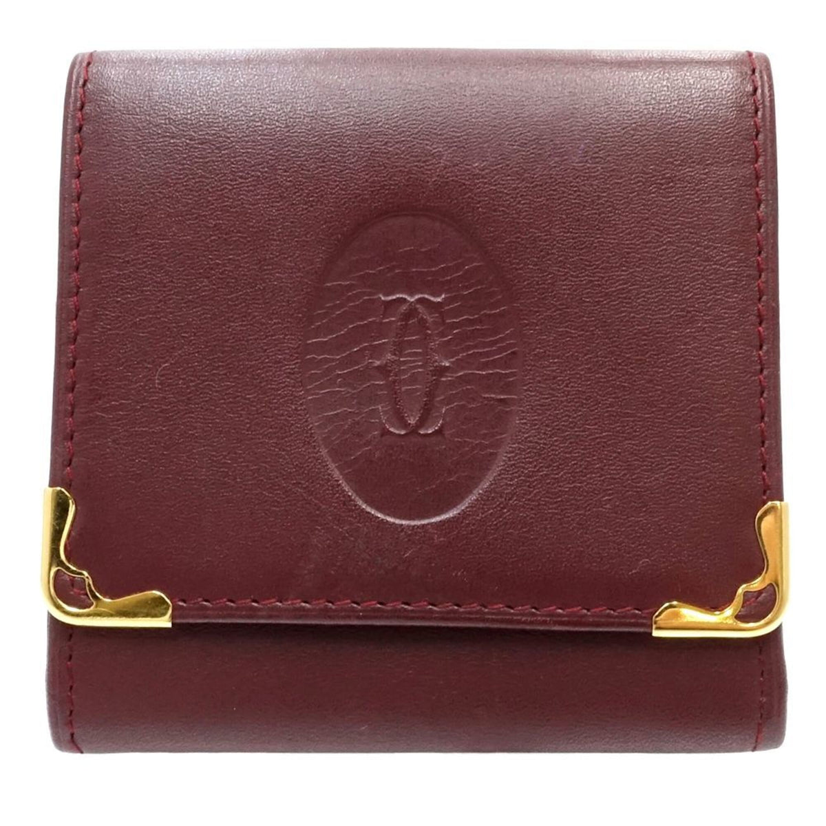 Cartier Must Bordeaux Leather Coin Purse/Coin Case (Pre-Owned)