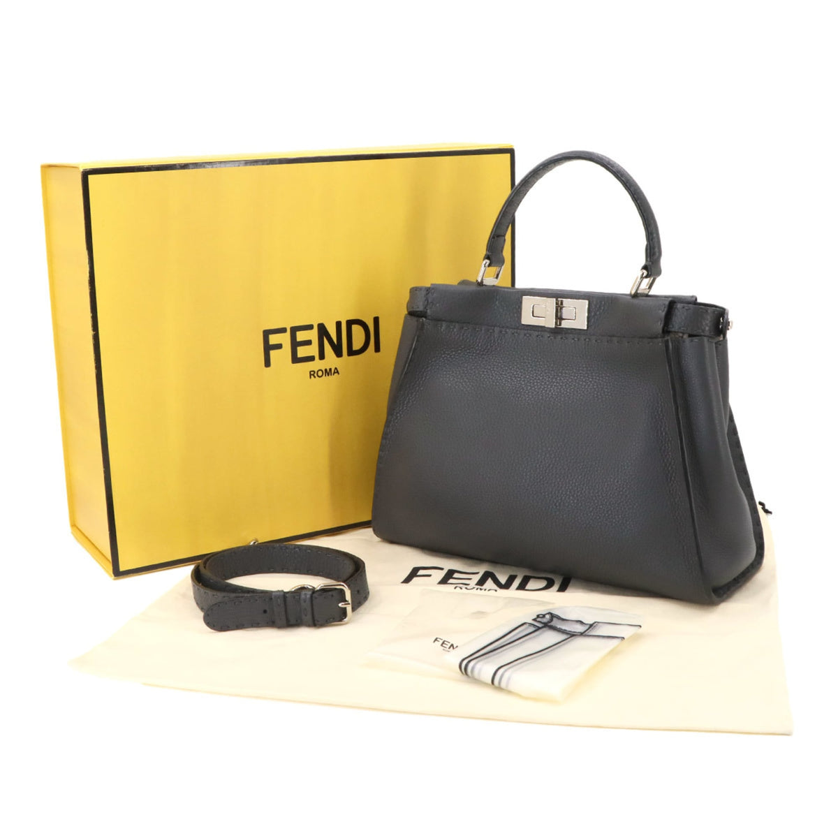 Fendi Gray Leather Handbag (Pre-Owned)