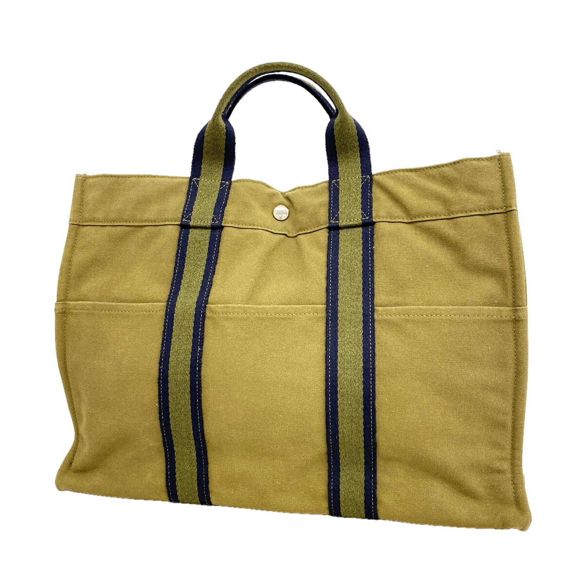 Hermes Khaki Canvas Tote Bag (Pre-Owned)