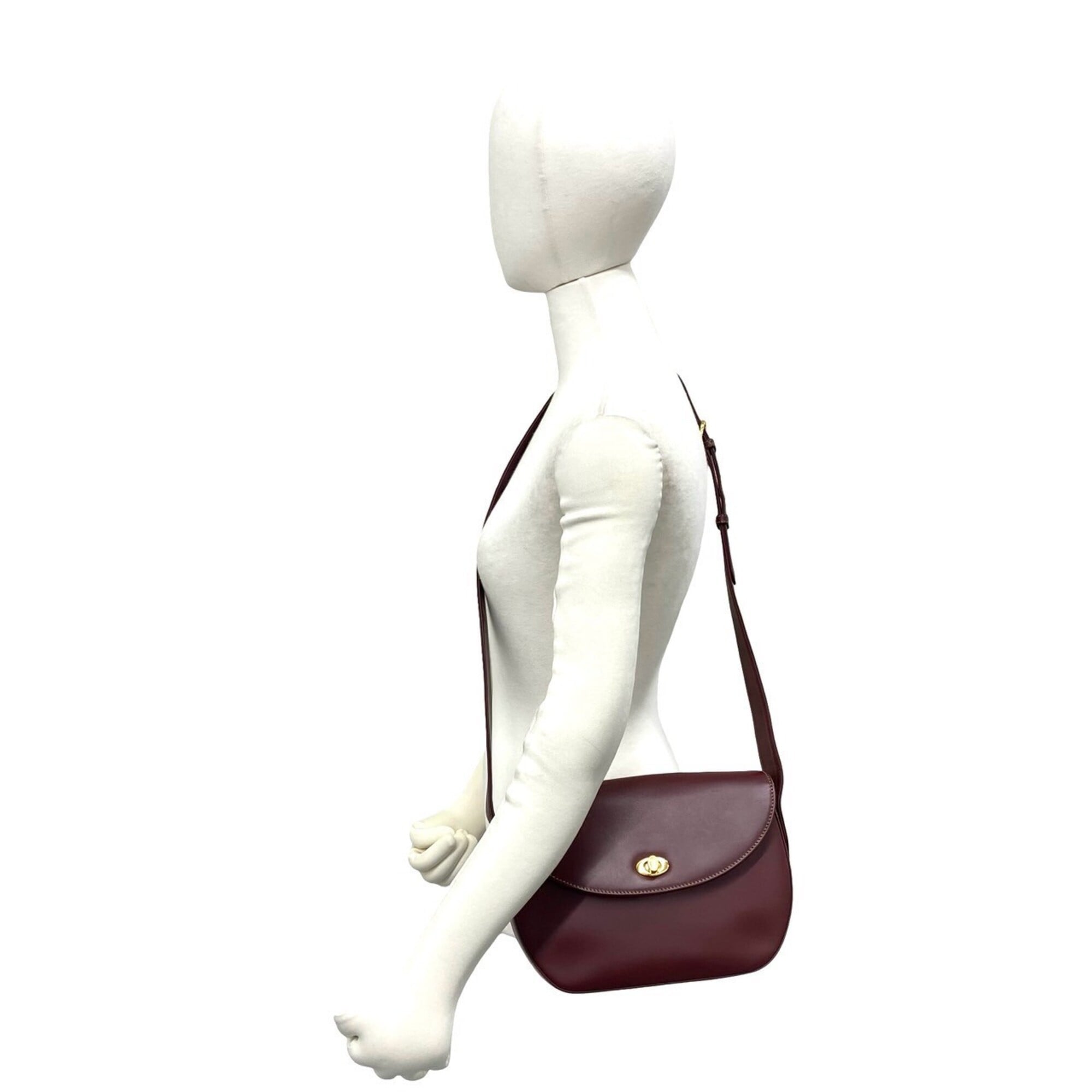 Cartier Wine Red Leather Pochette Shoulder Bag (Pre-Owned)
