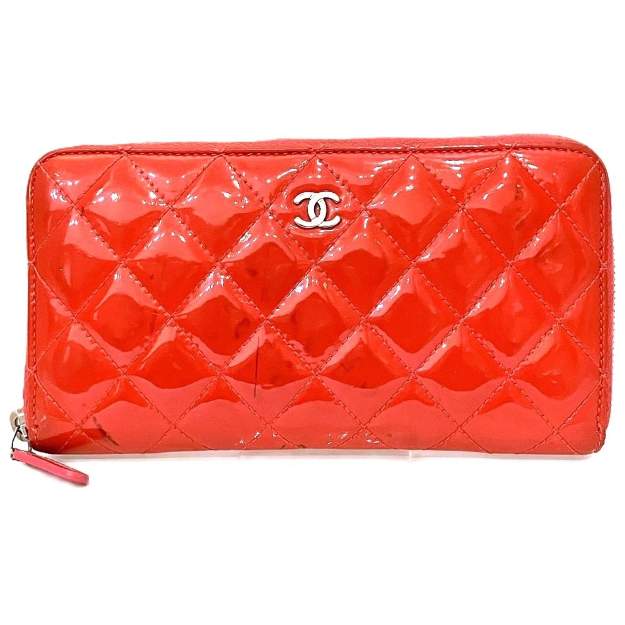 Chanel Matelasse Pink Patent Leather Long Wallet (Bi-Fold) (Pre-Owned)