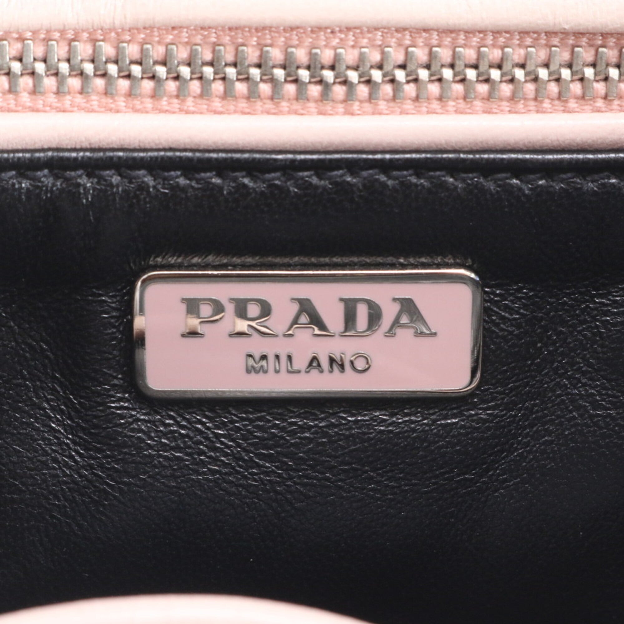 Prada Baby Pink Black Leather Shoulder Bag (Pre-Owned)