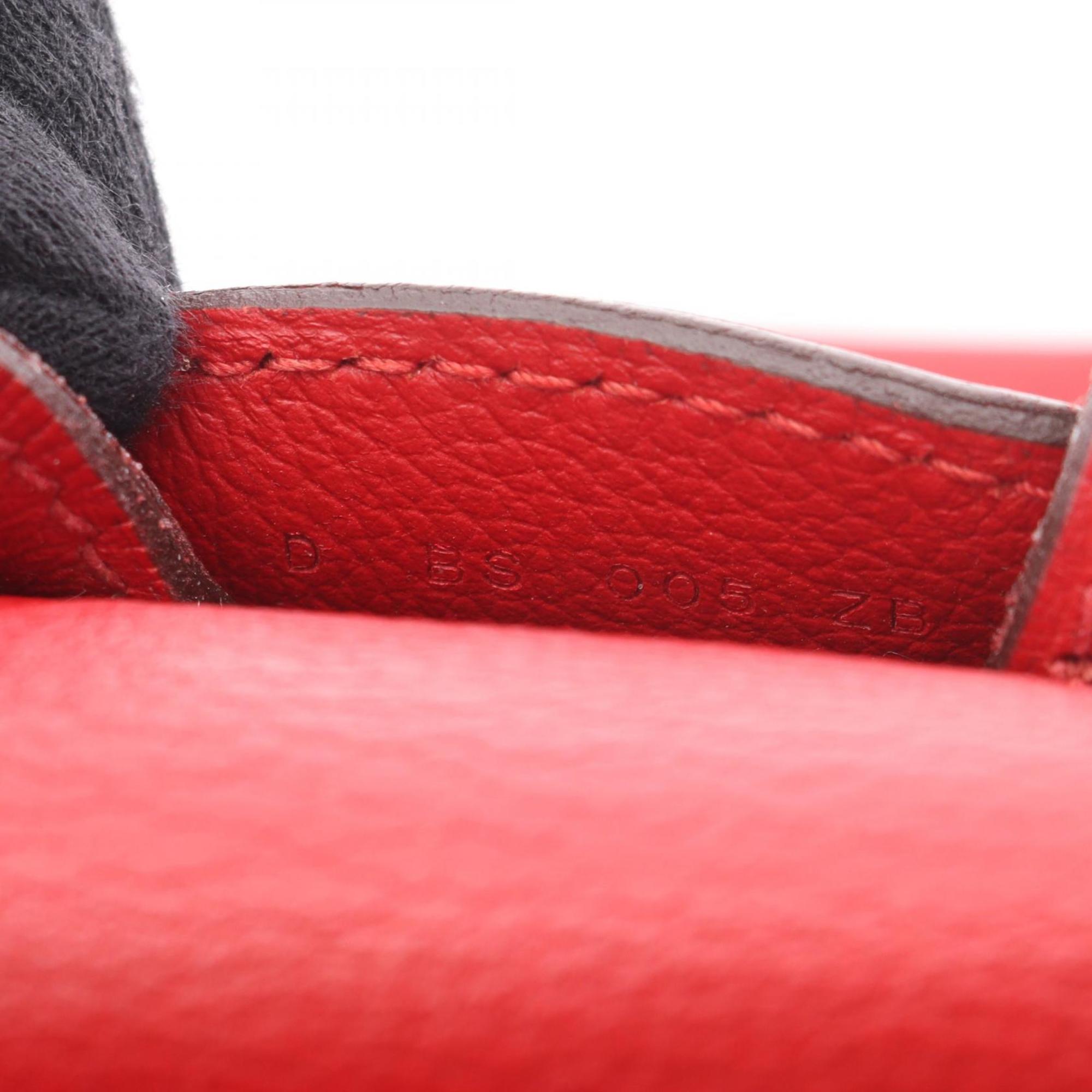 Hermes Red Color Rouge Casaque Evergrain Leather Leather Backpack Handbag (Pre-Owned)