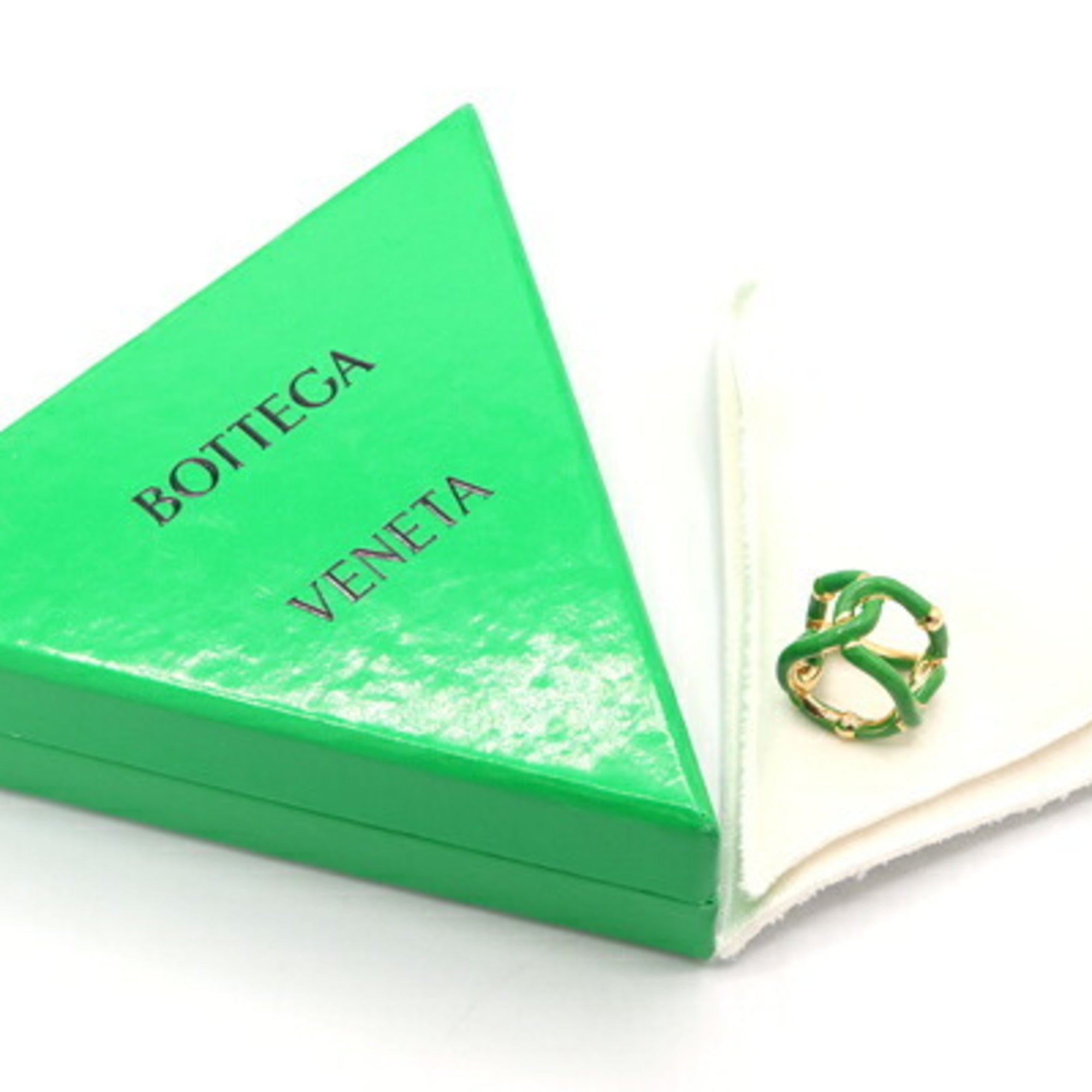 Bottega Veneta Gold Enamel Sterling Silver 925 Band Ring (Pre-Owned)