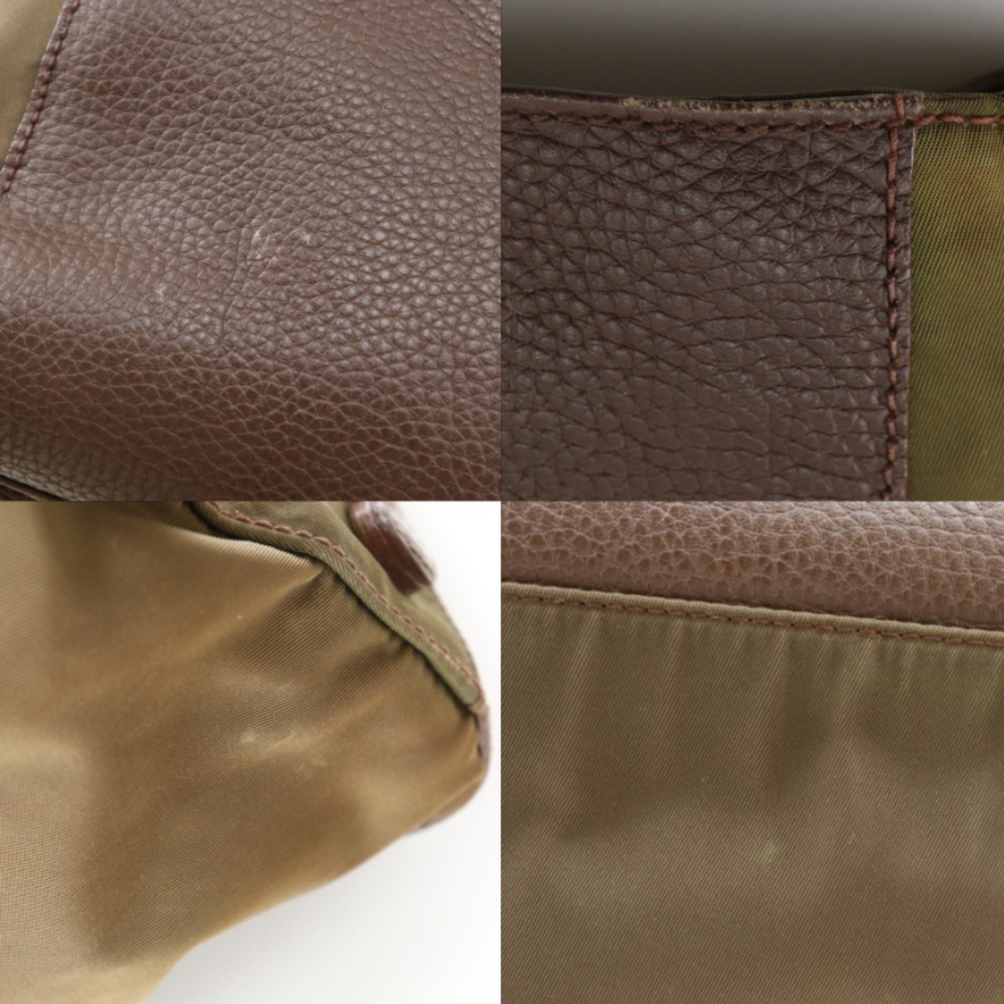 Prada Brown Nylon Leather Handbag Tote Bag (Pre-Owned)
