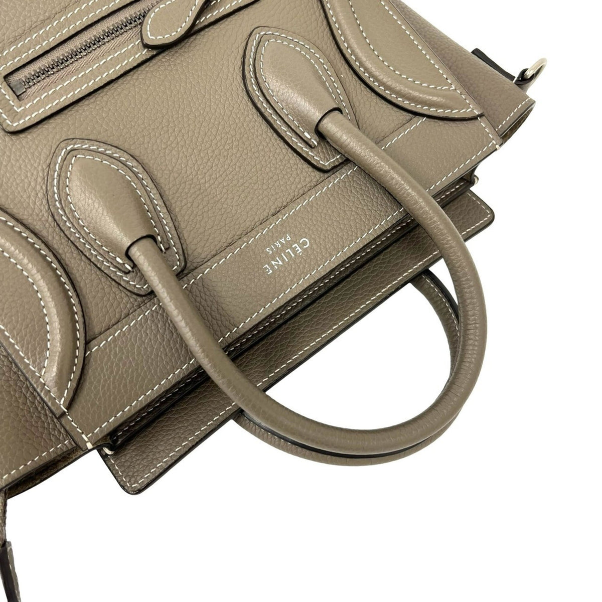 Celine Gray Leather Handbag Shoulder Bag Tote Bag (Pre-Owned)
