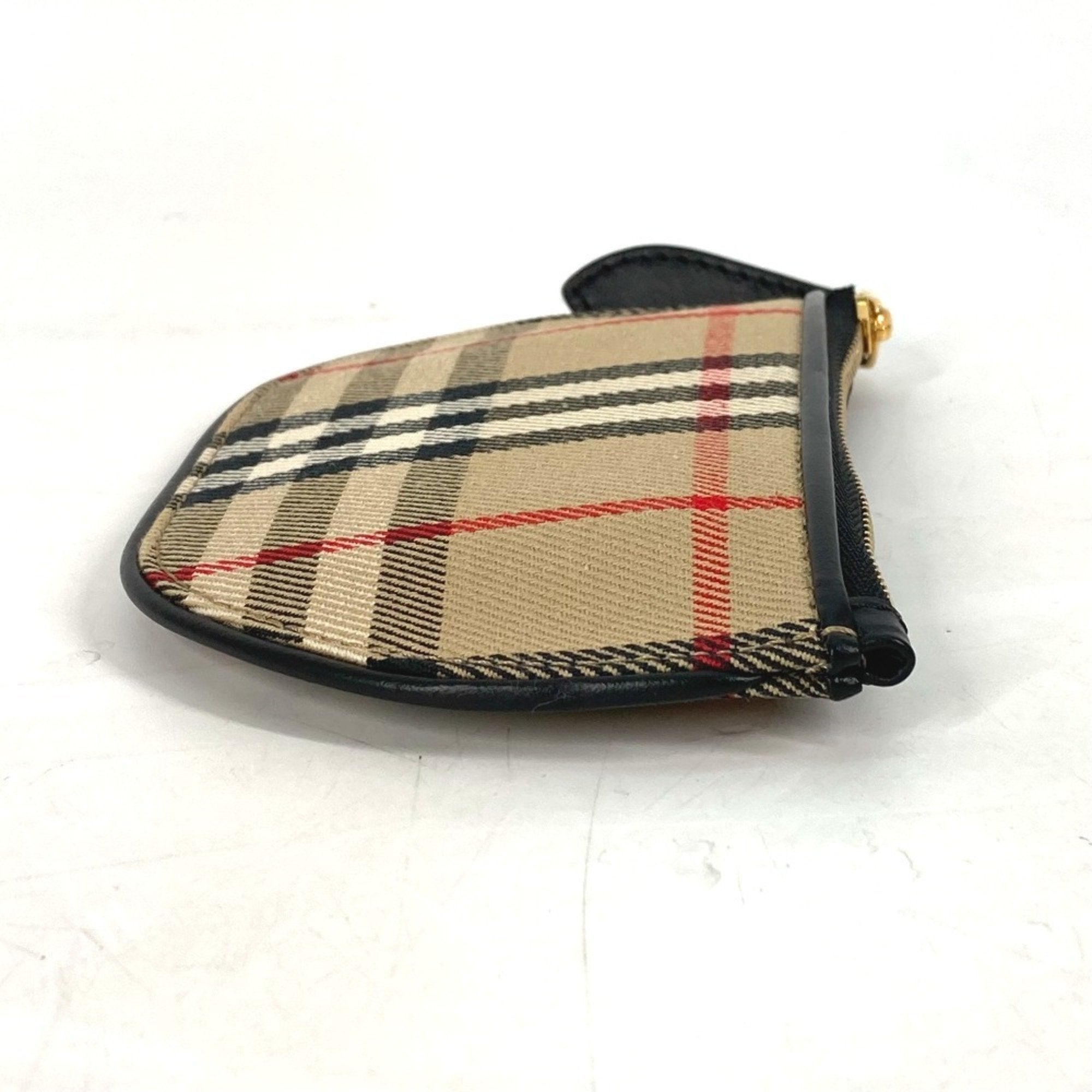 Burberry Beige Leather Canvas Coin Purse/Coin Case (Pre-Owned)