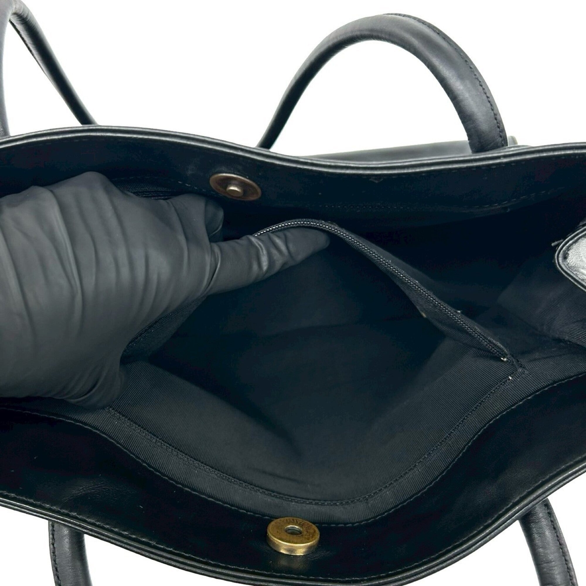 Chanel Black Leather Handbag Tote Bag (Pre-Owned)