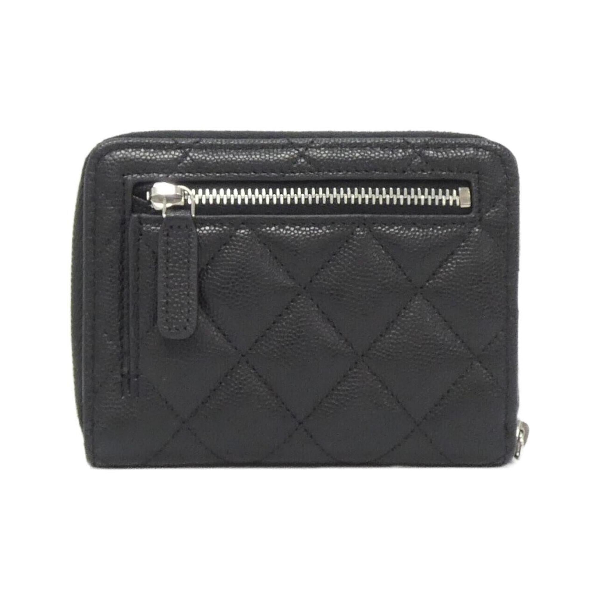 Chanel Black Grained Calfskin Wallet (Bi-Fold) (Pre-Owned)