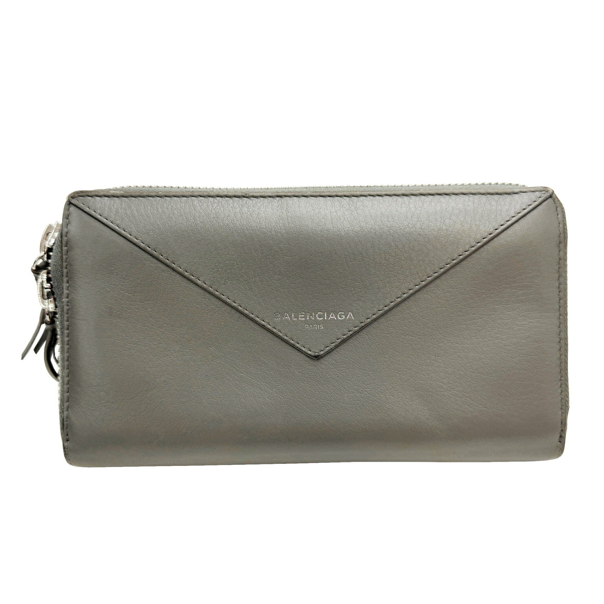Balenciaga Gray Leather Long Wallet (Bi-Fold) (Pre-Owned)