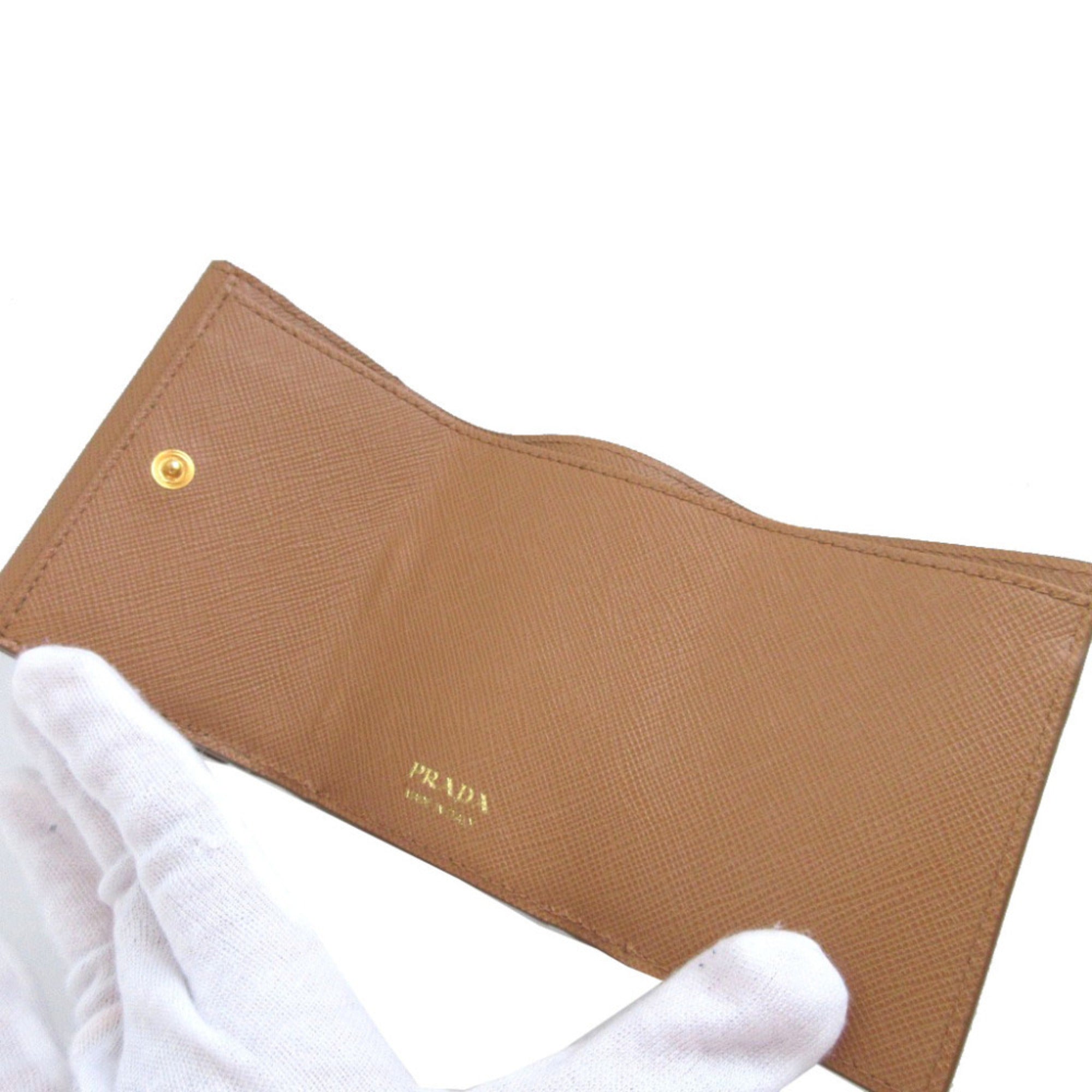 Prada Beige Leather Wallet (Tri-Fold) (Pre-Owned)