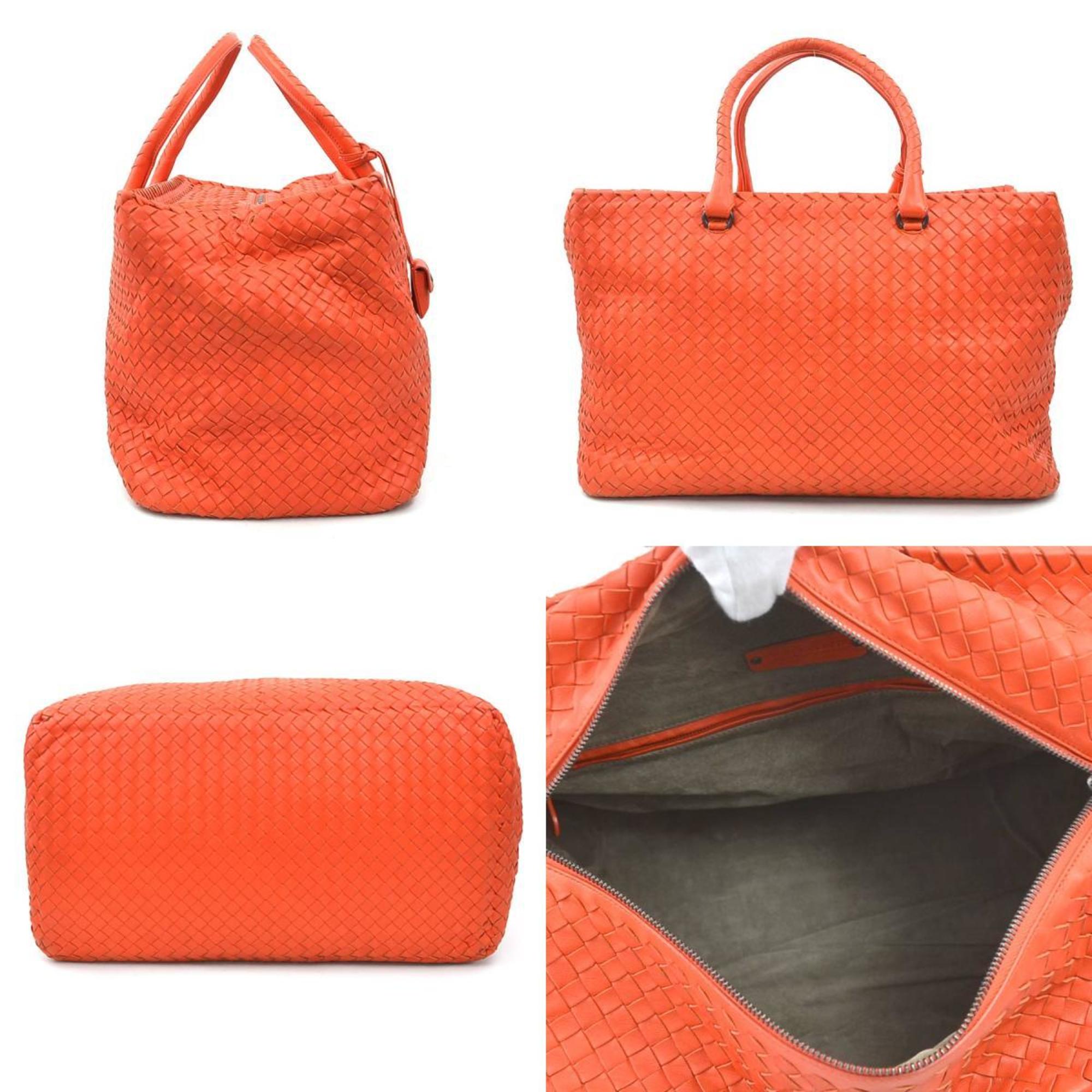 Bottega Veneta Orange Red Leather Handbag (Pre-Owned)