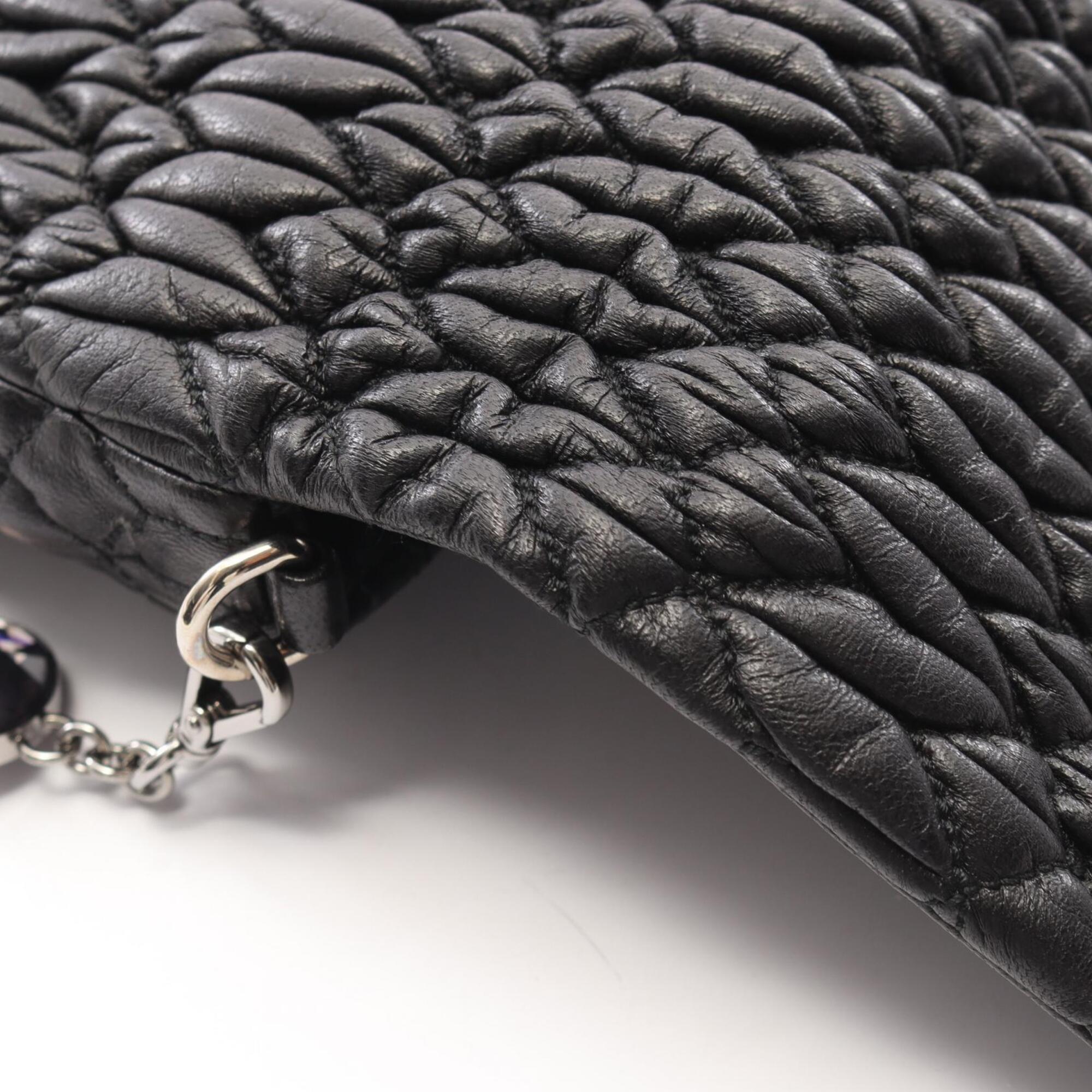 Miu Miu Matelasse Black Leather Handbag Shoulder Bag (Pre-Owned)