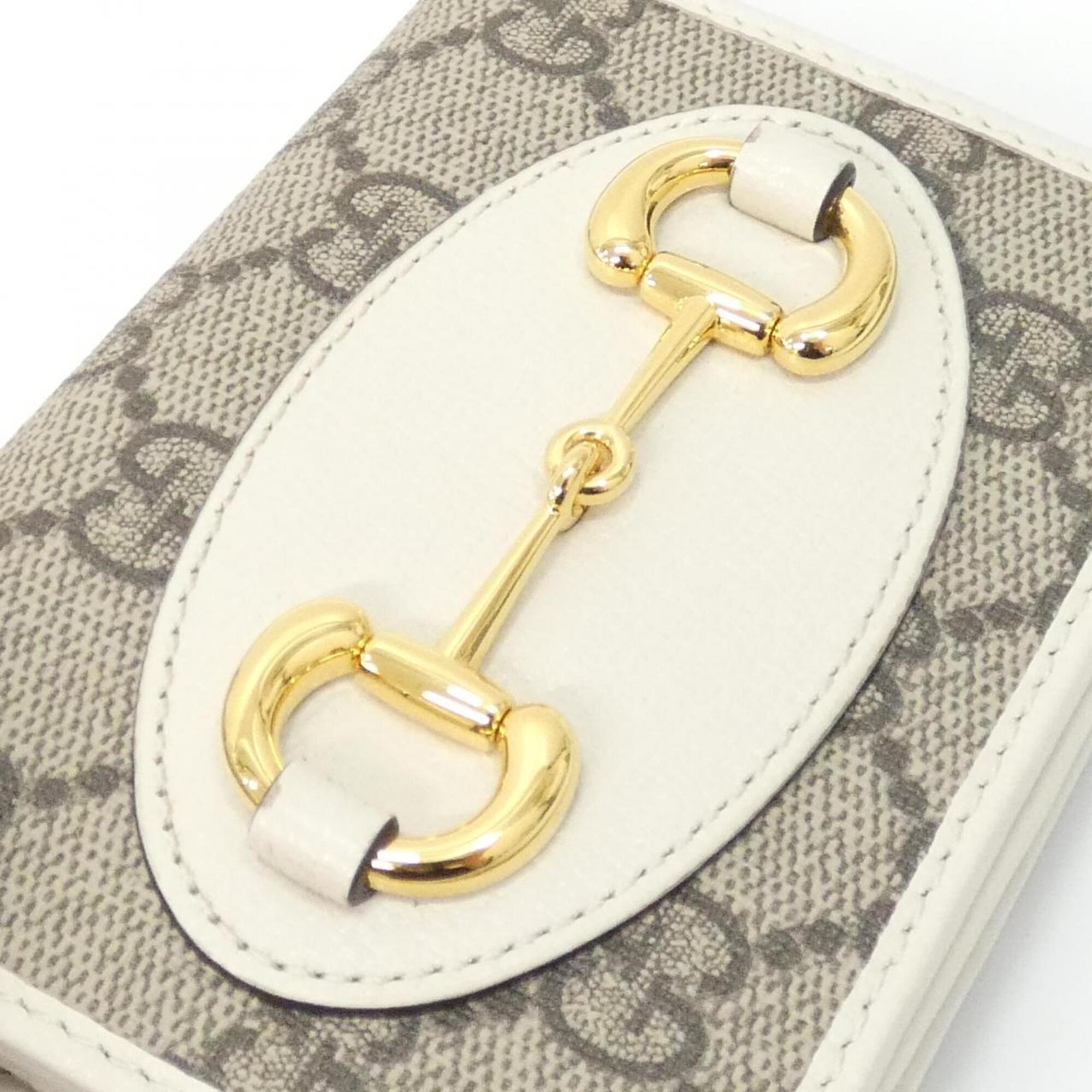 Gucci Beige White Gg Supreme Leather Wallet (Bi-Fold) (Pre-Owned)