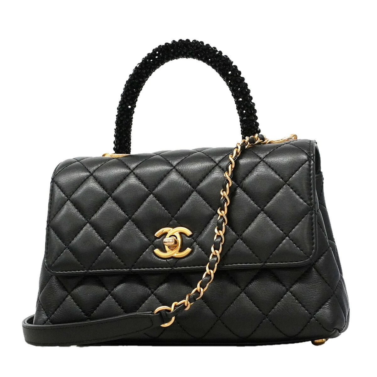 Chanel Black Leather Handbag (Pre-Owned)