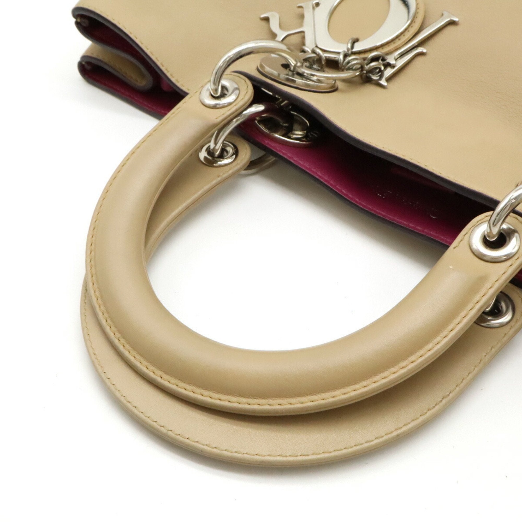 Christian Dior Diorissimo Beige Purple Handbag Pouch Shoulder Bag Tote Bag (Pre-Owned)