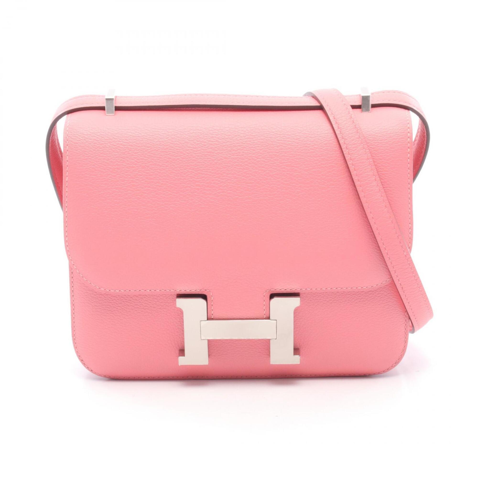 Hermes Pink Leather Handbag Shoulder Bag (Pre-Owned)