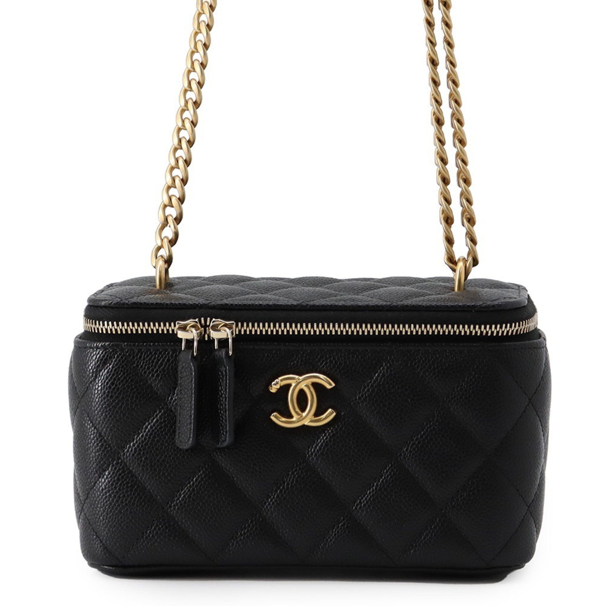 Chanel Black Grained Calfskin Shoulder Bag Vanity Bag (Pre-Owned)