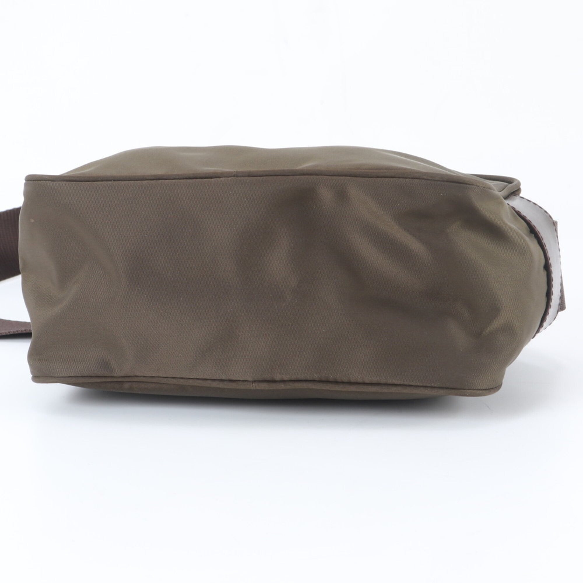 Prada Khaki Brown Nylon Leather Shoulder Bag (Pre-Owned)