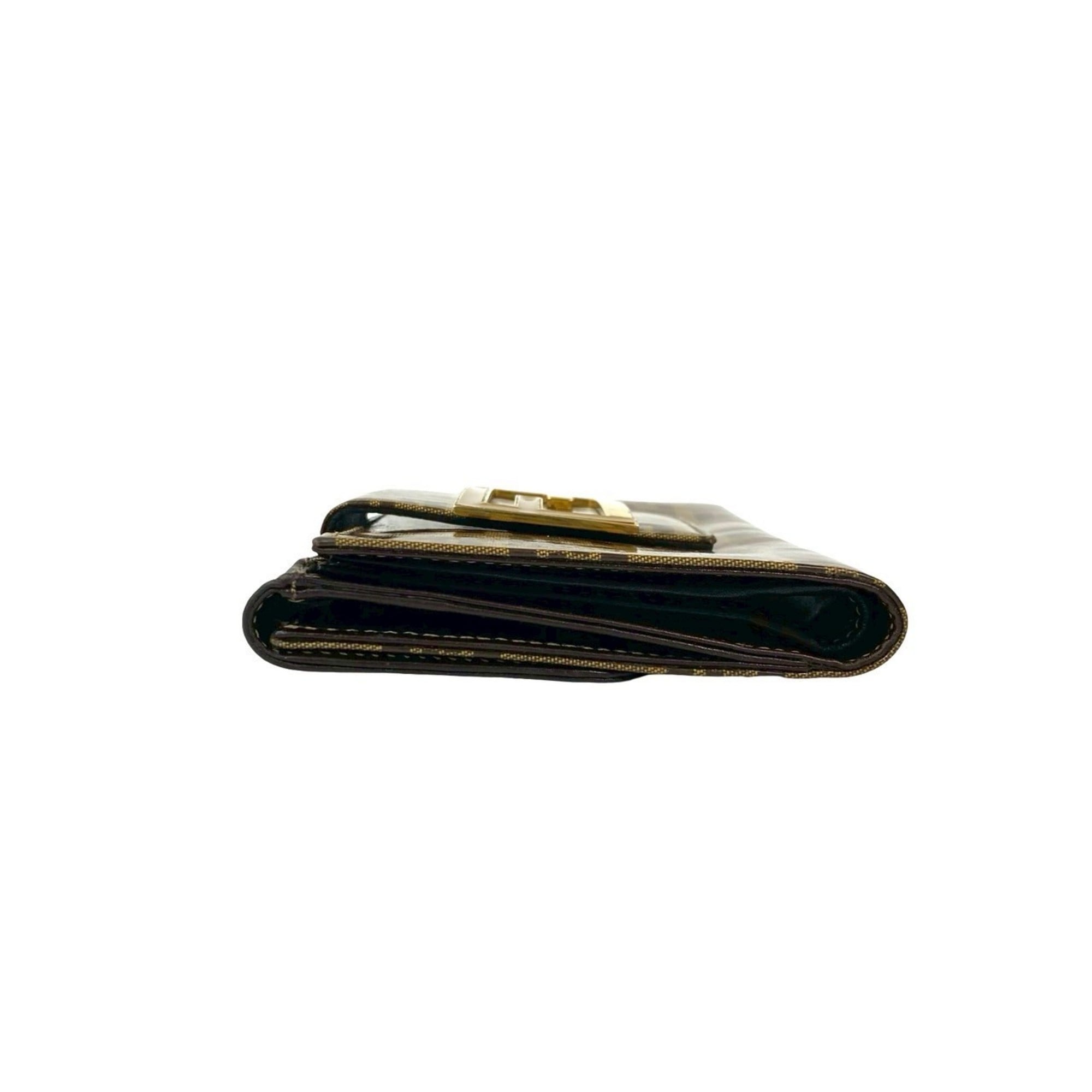 Fendi Brown Leather Patent Leather Wallet (Bi-Fold) (Pre-Owned)