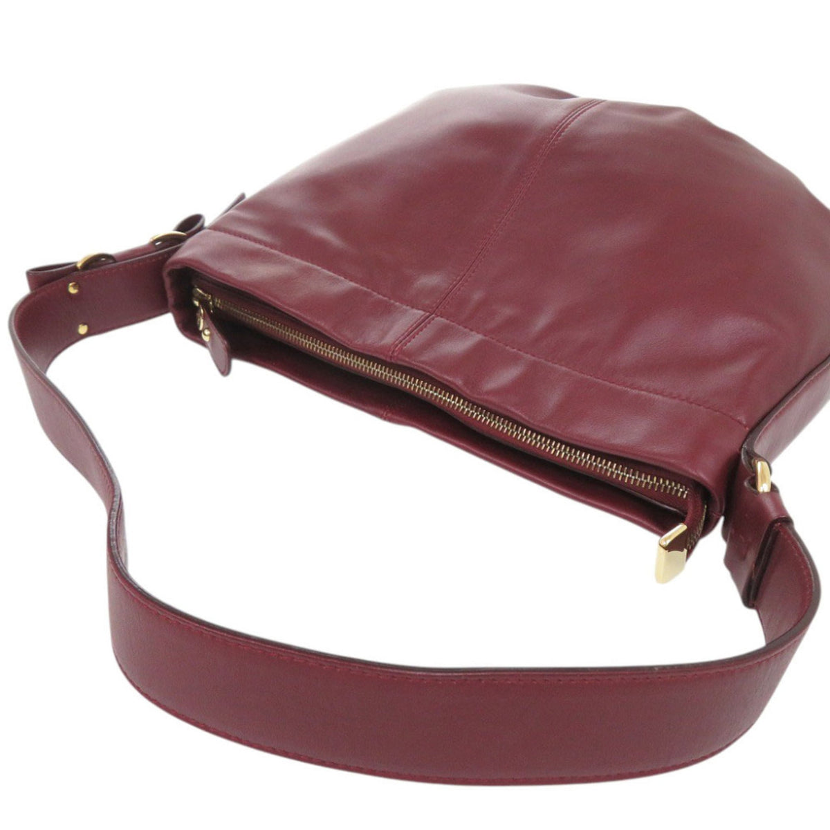 Salvatore Ferragamo Bordeaux Leather Shoulder Bag (Pre-Owned)