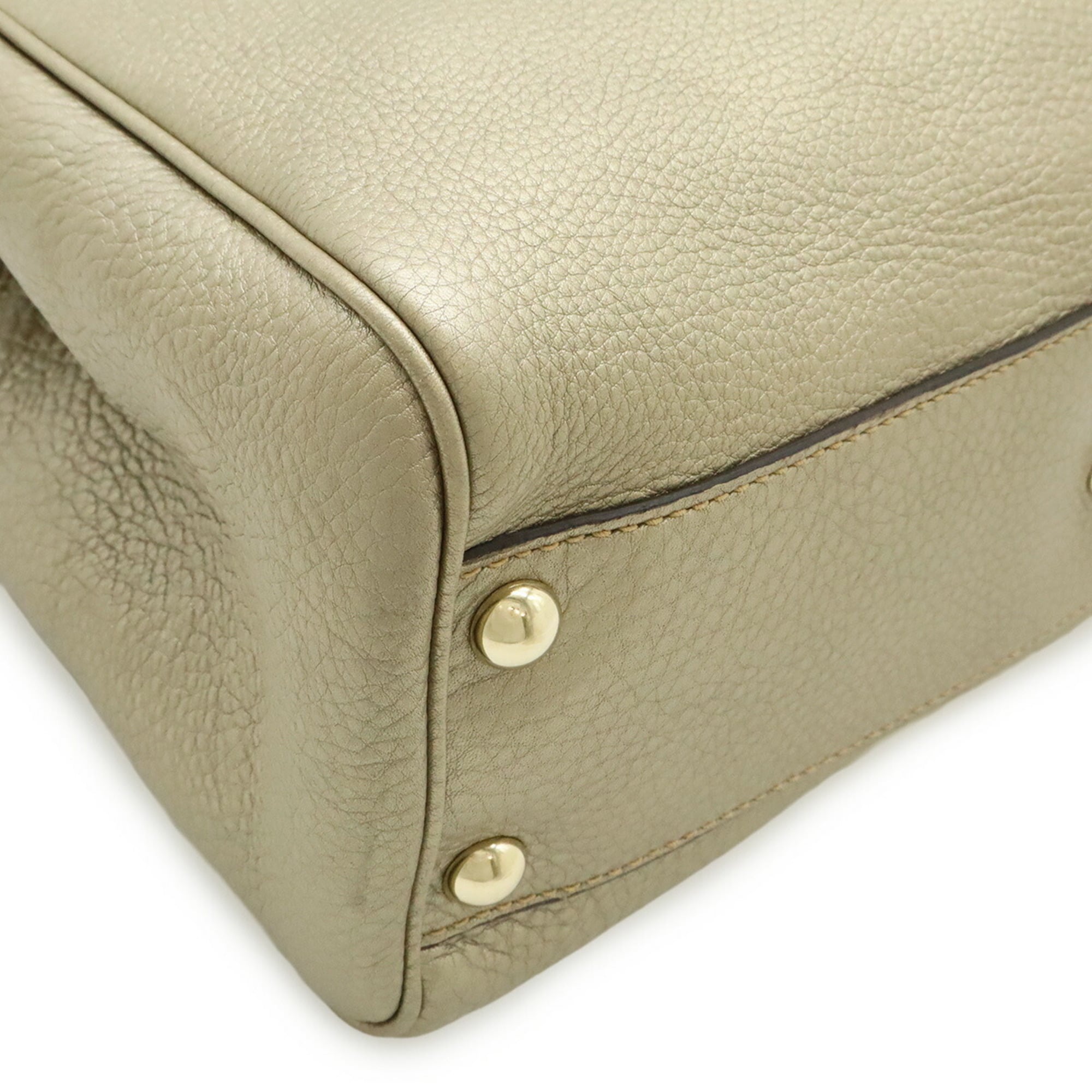 Gucci Champagne Gold Bamboo Leather Handbag Shoulder Bag (Pre-Owned)