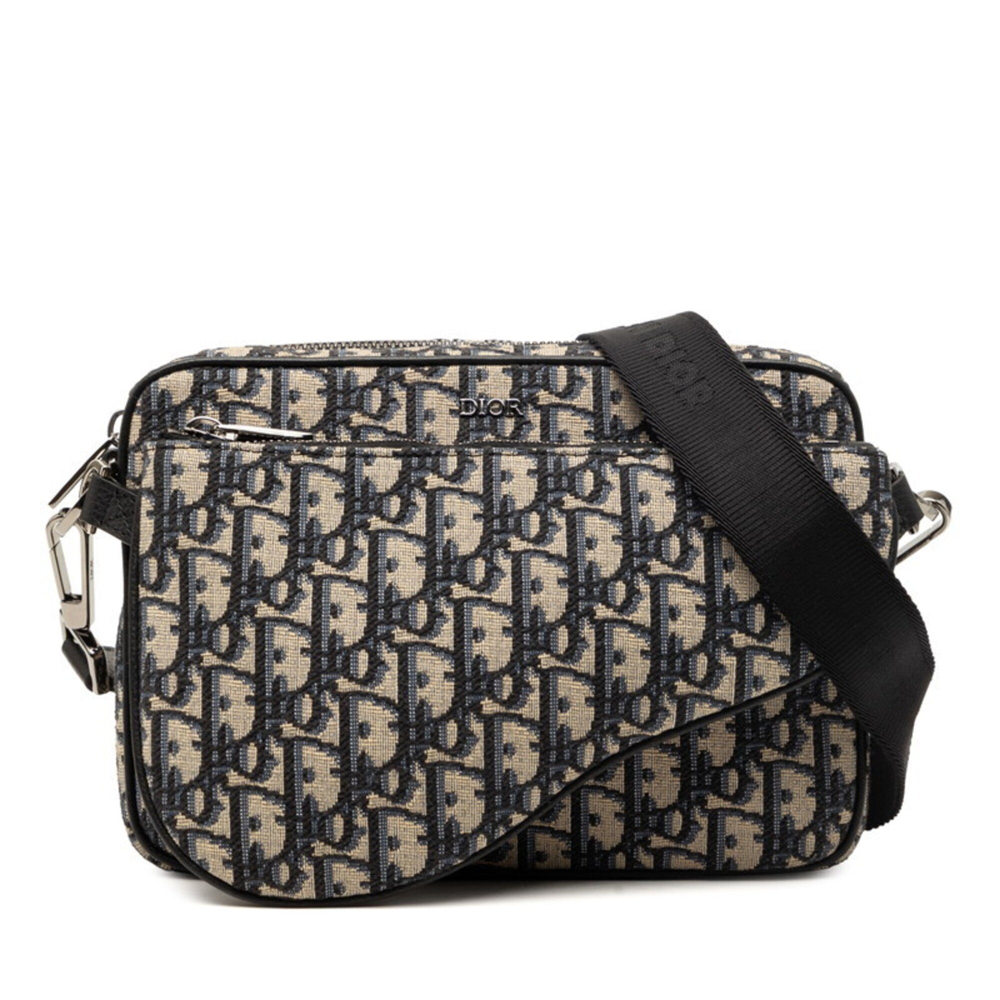 Christian Dior Beige Black Fabric Pouch Shoulder Bag (Pre-Owned)