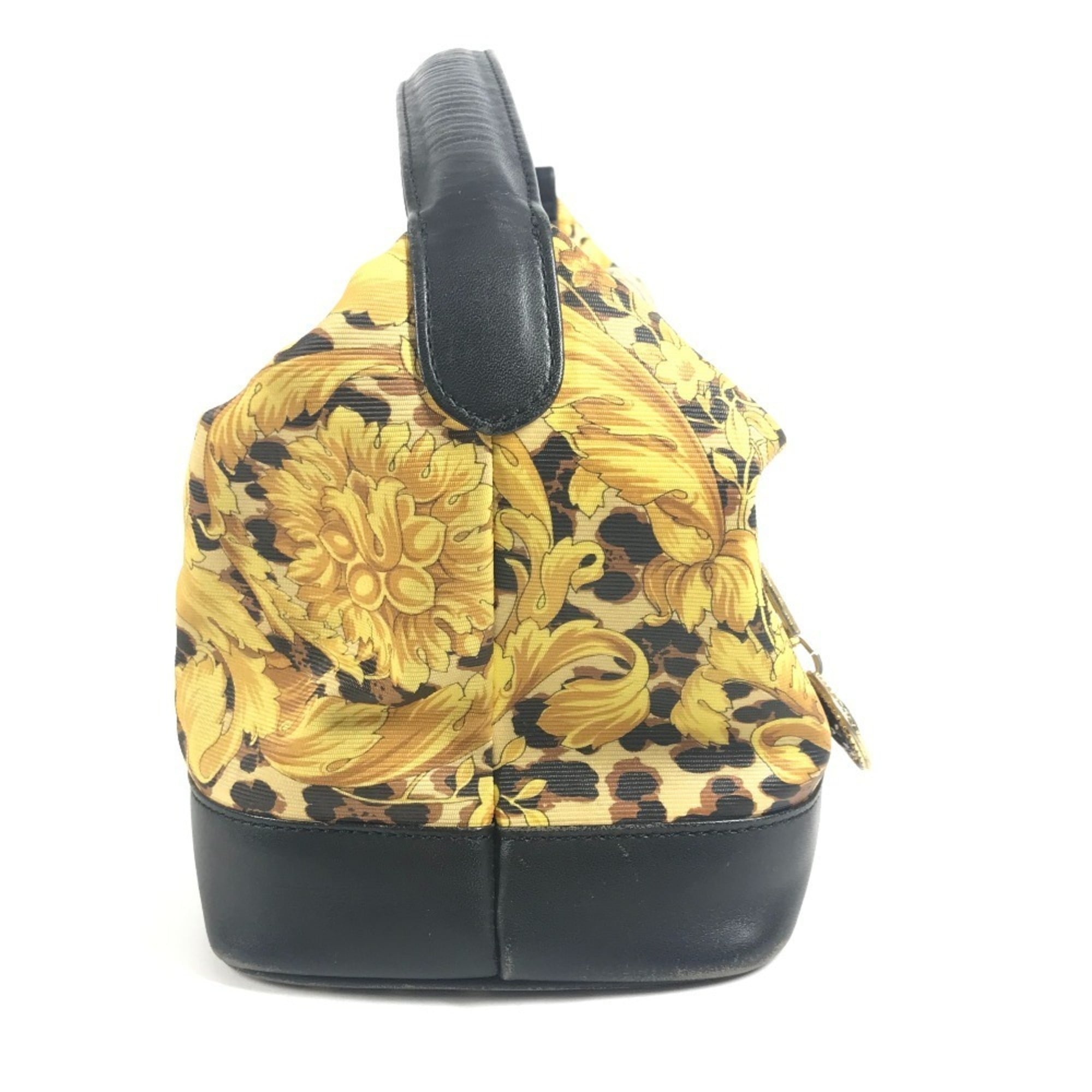 Versace Black Yellow Pvc Leather Handbag Pouch Vanity Bag (Pre-Owned)
