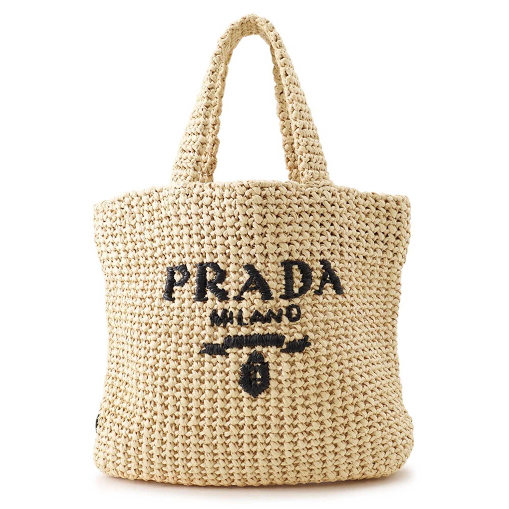 Prada Beige Raffia Handbag Tote Bag (Pre-Owned)