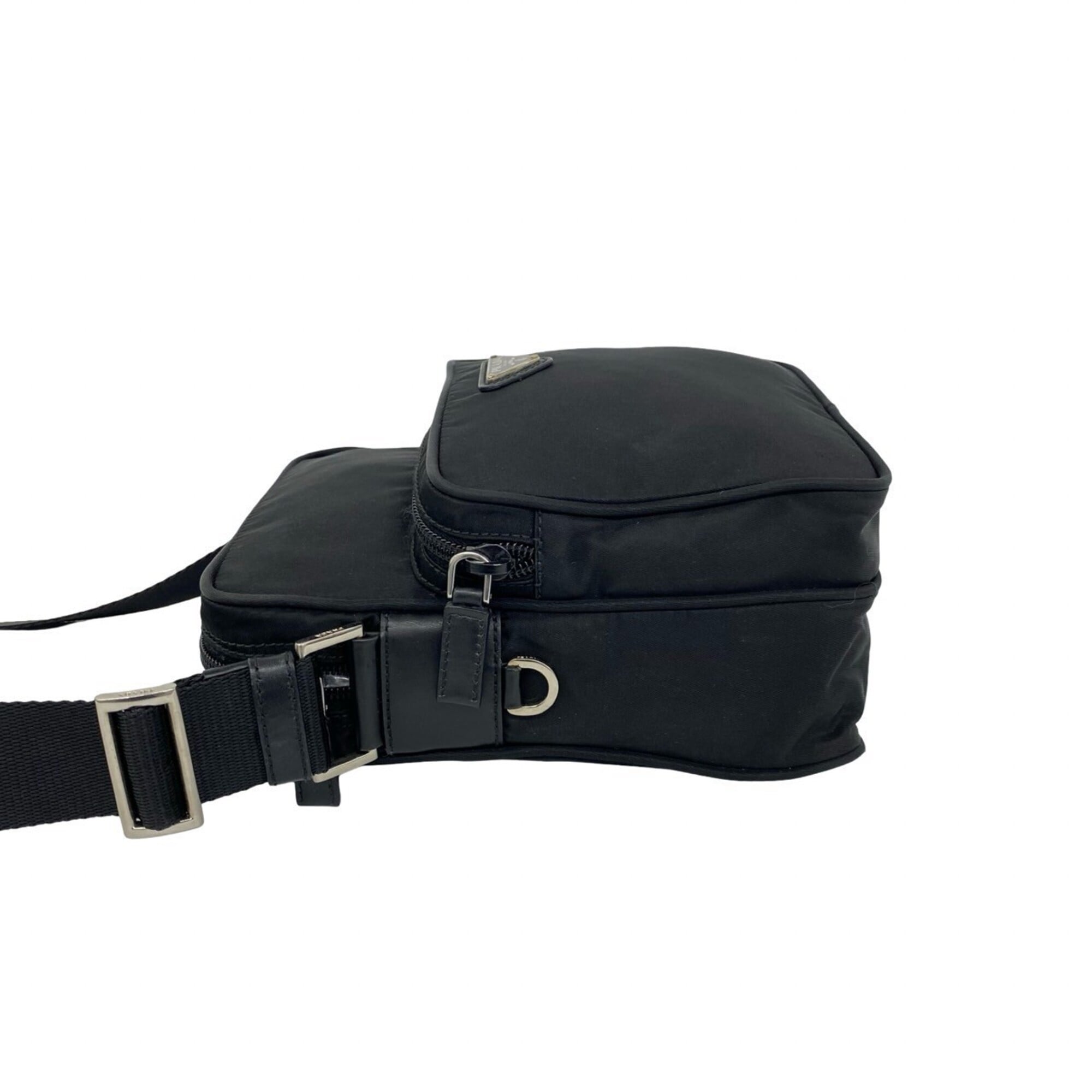 Prada Black Nylon Leather Pochette Shoulder Bag (Pre-Owned)