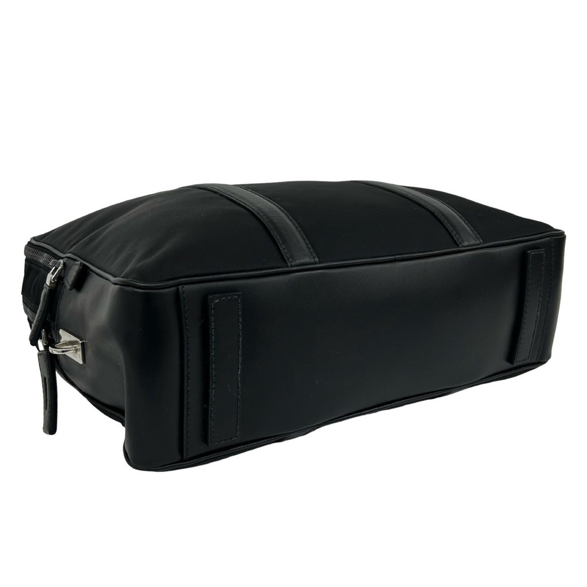 Prada Black Nylon Leather Briefcase (Pre-Owned)