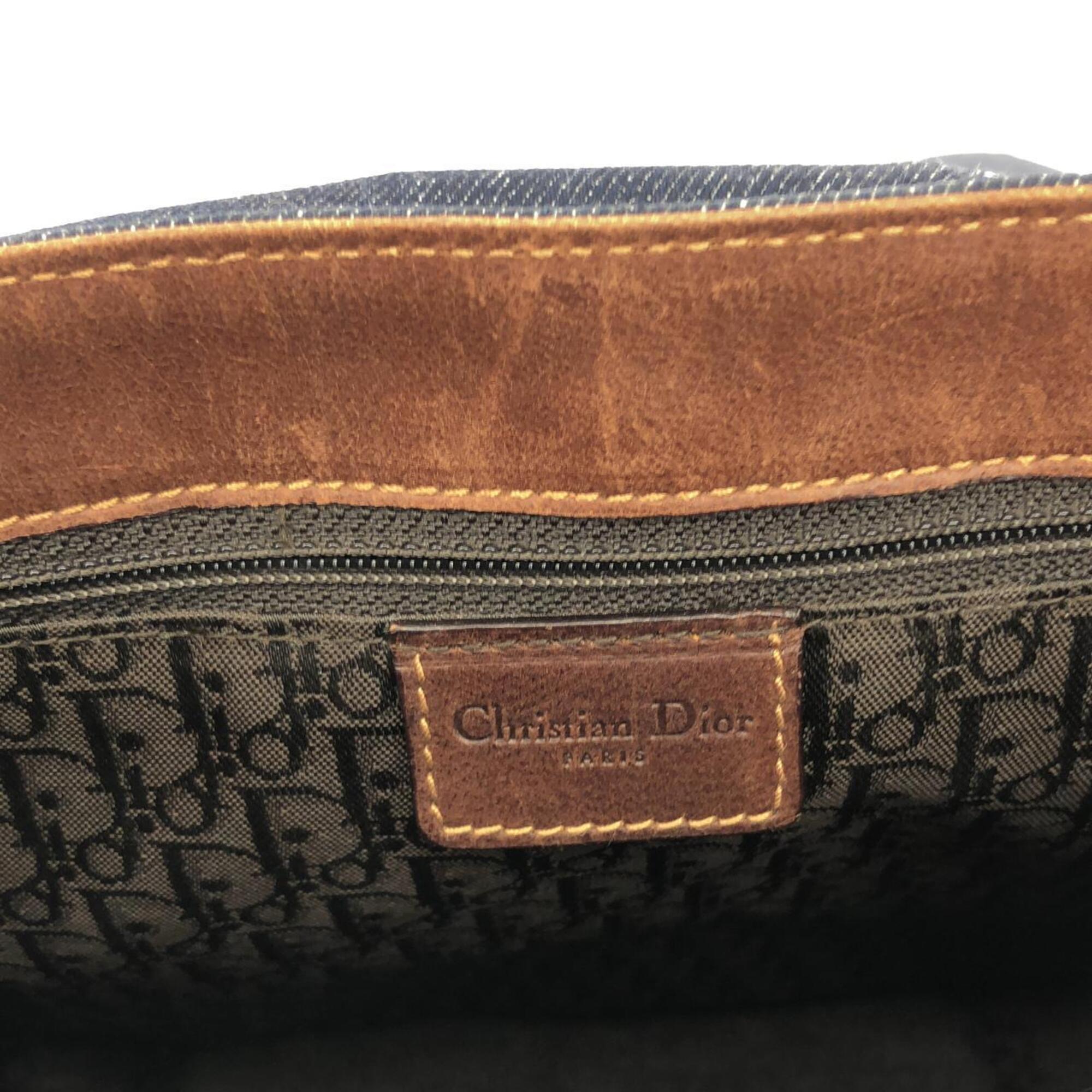 Christian Dior Blue Brown Denim Leather Shoulder Bag (Pre-Owned)