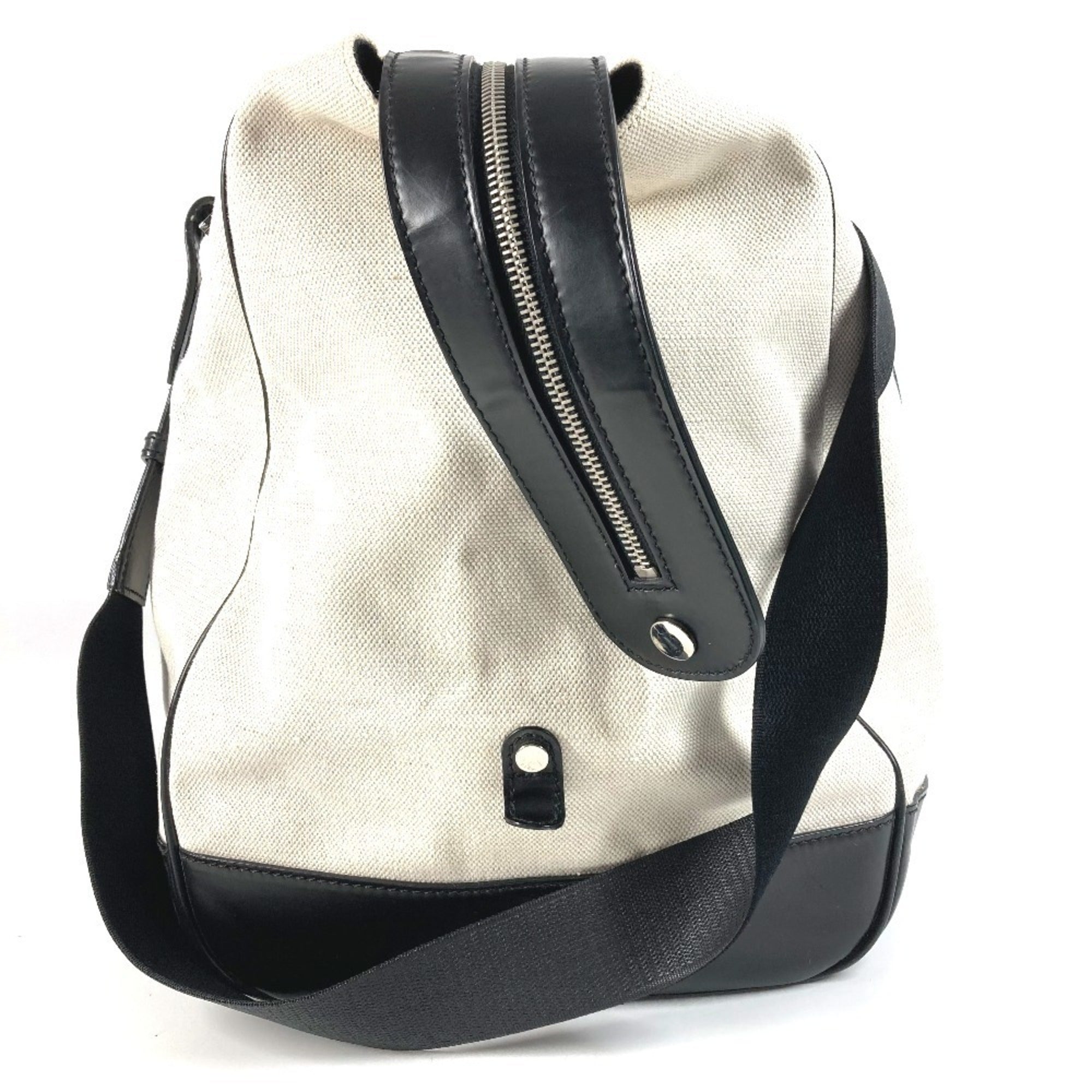 Balenciaga Black White Leather Canvas Boston Bag (Pre-Owned)