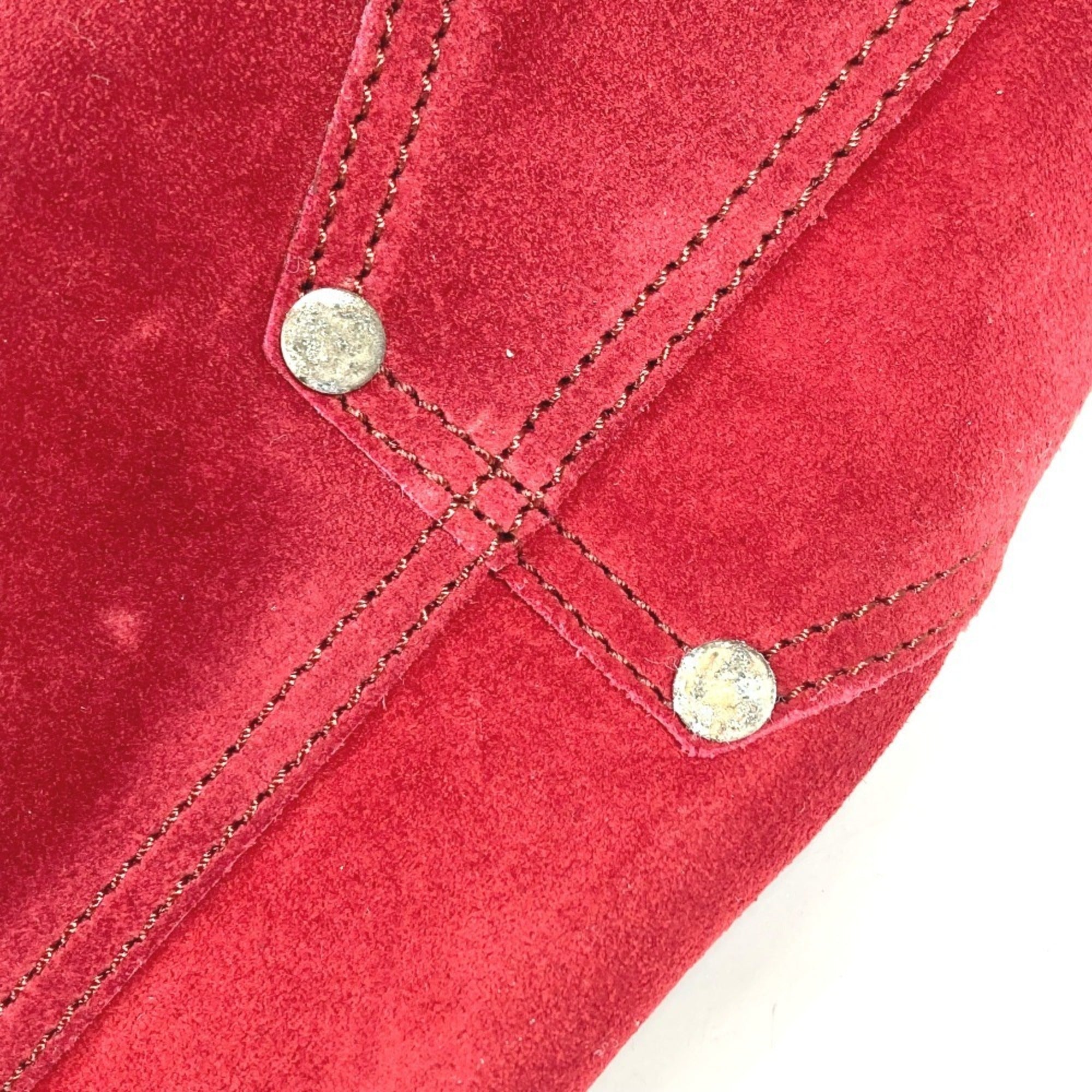 Tiffany Red Color Suede Leather Shoulder Bag Tote Bag (Pre-Owned)