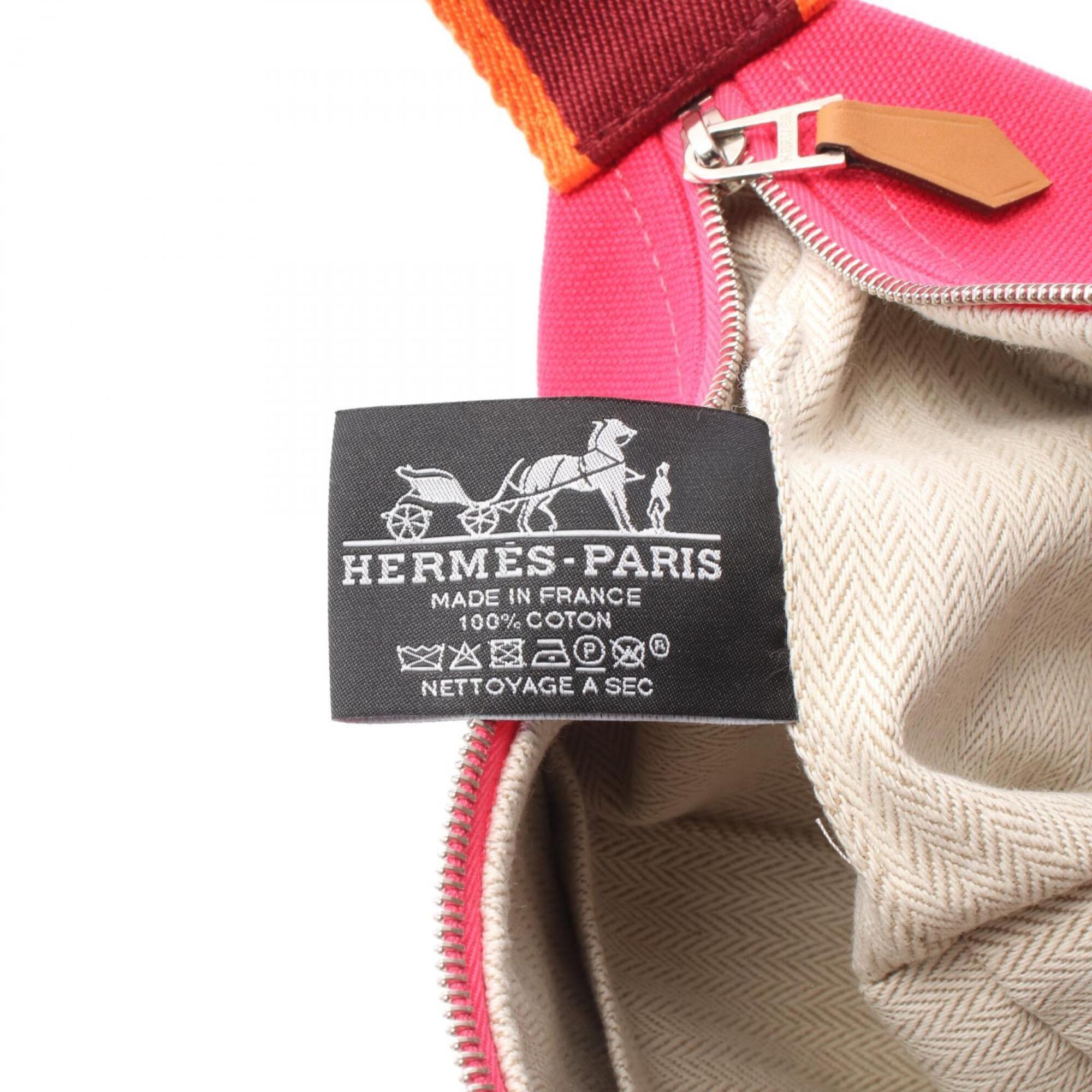 Hermes Bordeaux Orange Pink Canvas Pouch (Pre-Owned)