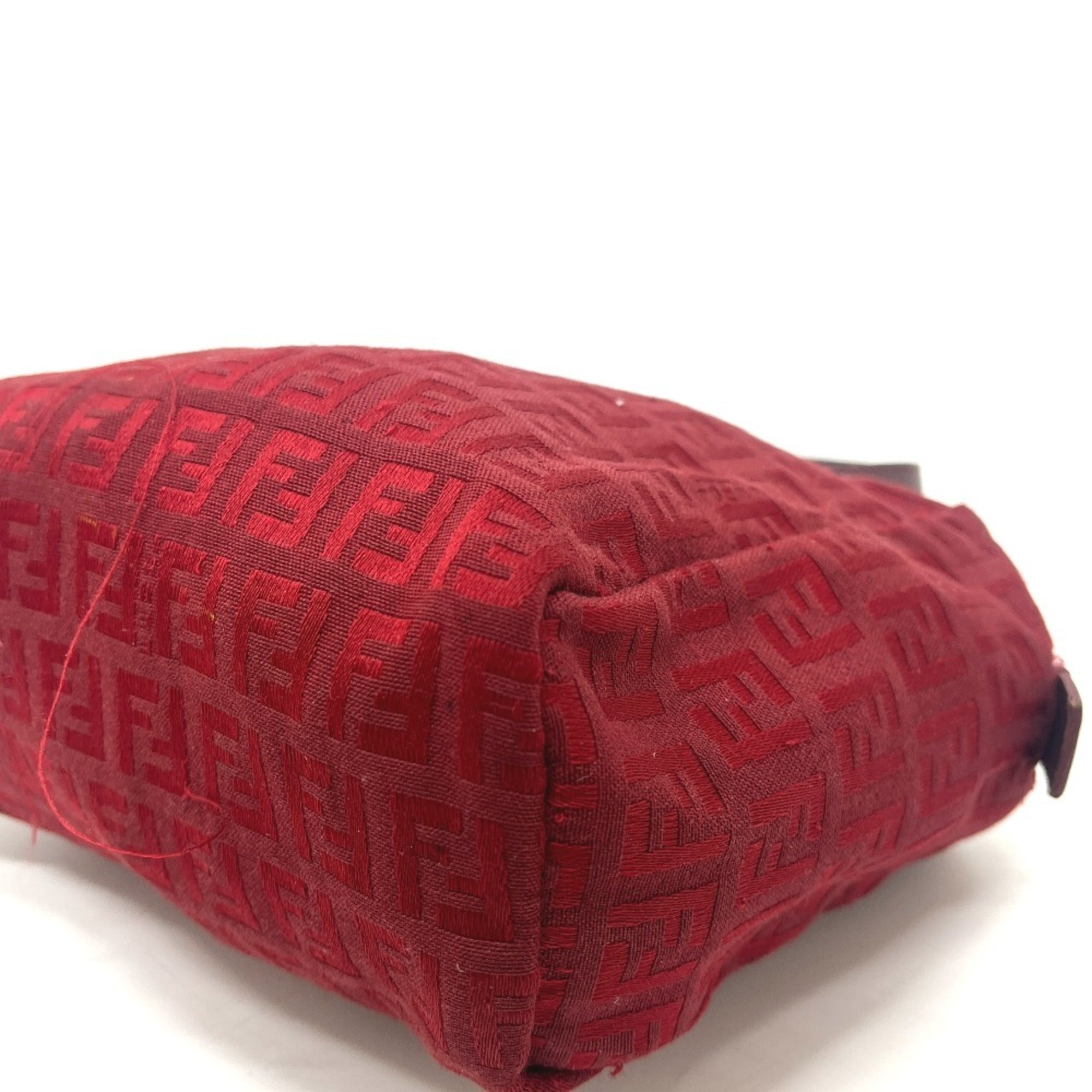 Fendi Red Color Canvas Handbag (Pre-Owned)