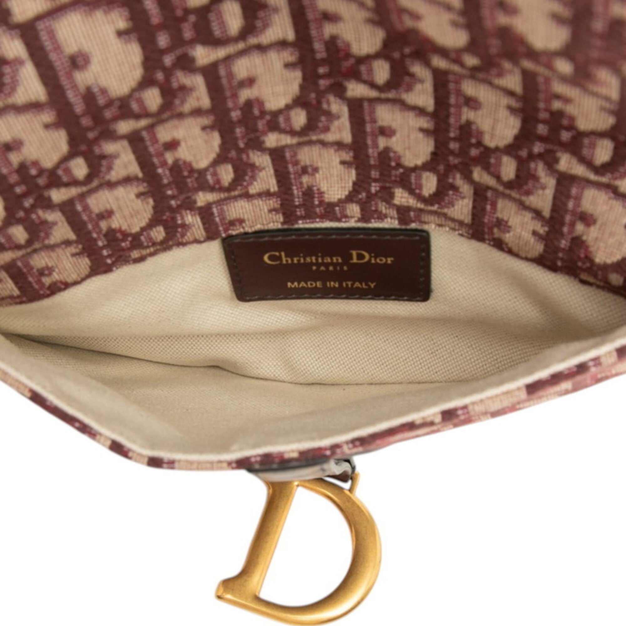 Christian Dior Beige Red Color Wine Canvas Leather Sling Bag (Pre-Owned)