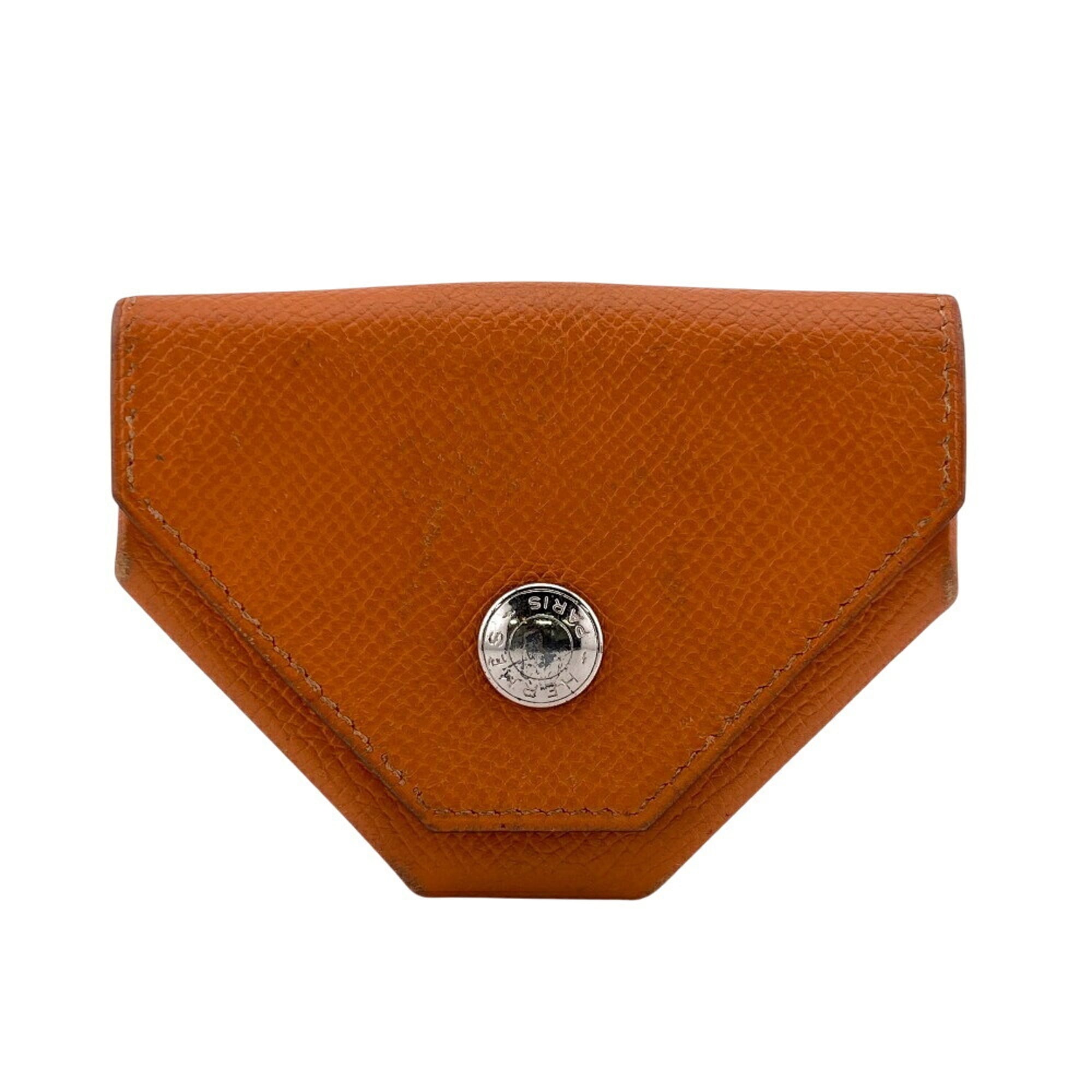 Hermes Orange Leather Coin Purse/Coin Case (Pre-Owned)