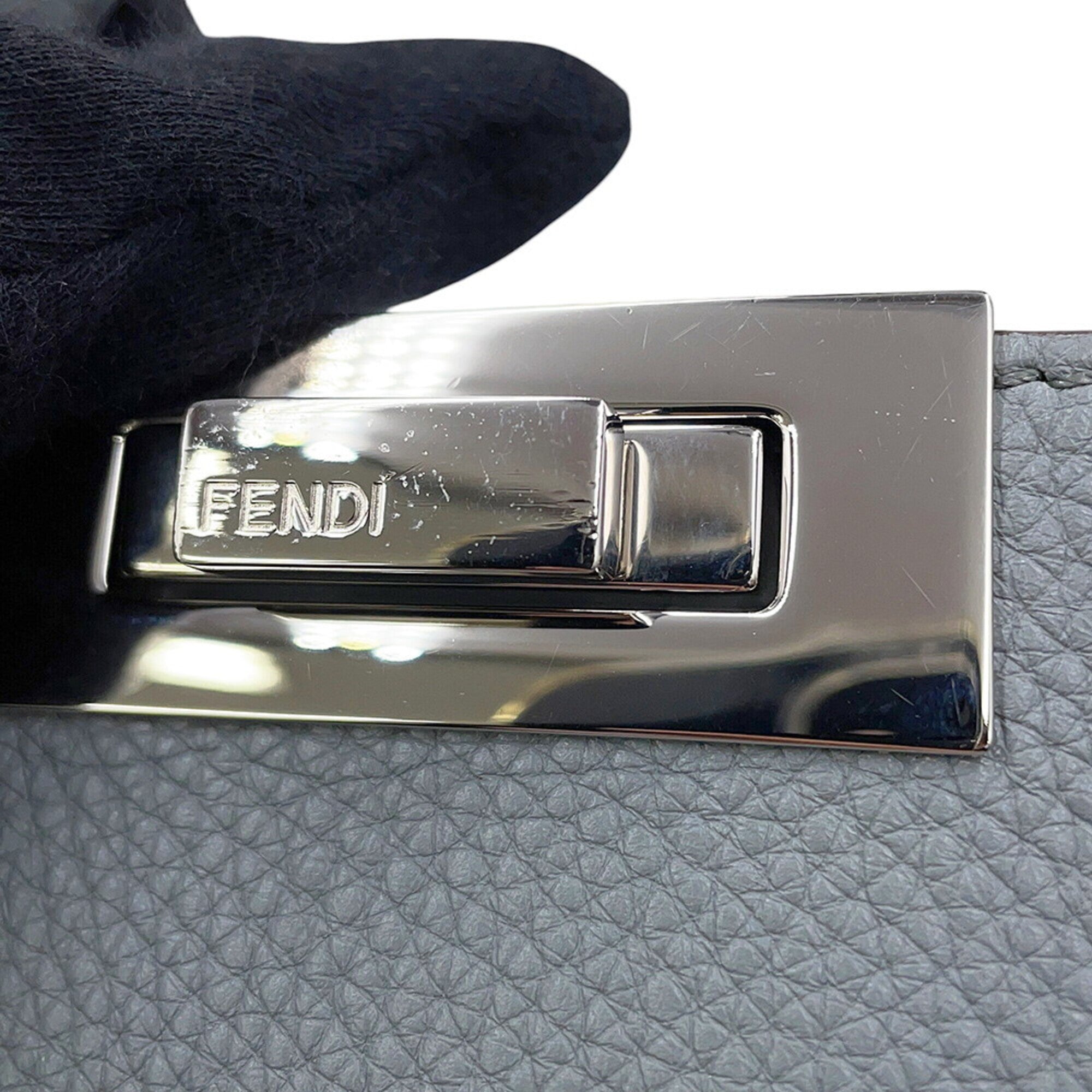 Fendi Gray Leather Handbag (Pre-Owned)