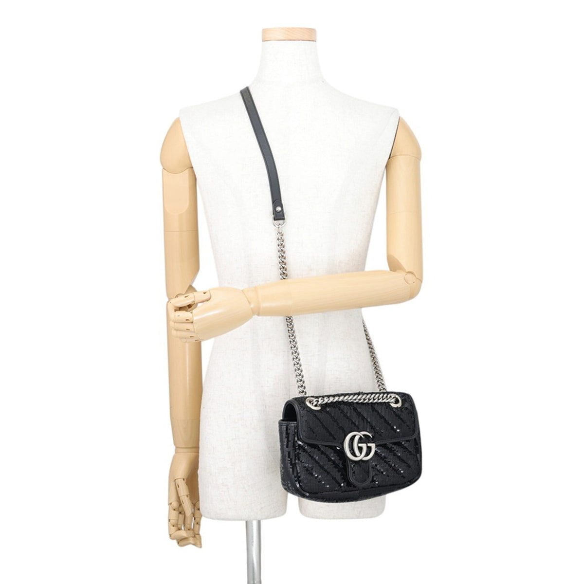 Gucci Black Spangles Leather Shoulder Bag (Pre-Owned)