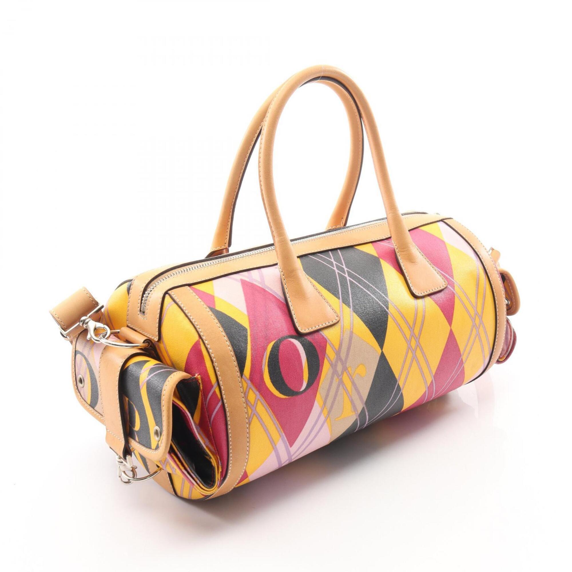 Christian Dior Brown Multi-Color Coated Canvas Leather Handbag (Pre-Owned)